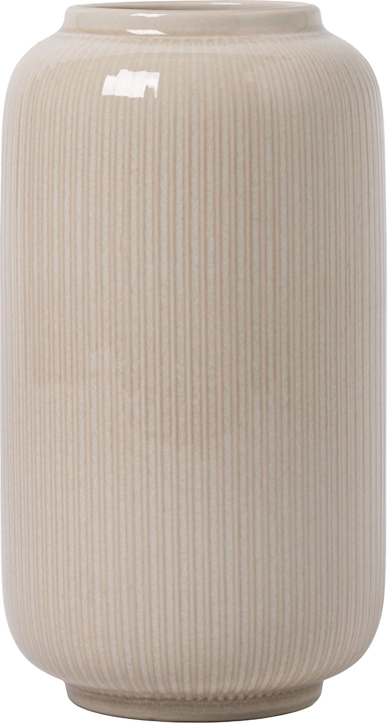 OTTO home Tischvase Ylvii, innen vollständig glasiert und wasserundurchlässig (1 St., in 2 Größen: 12x22cm oder 10x18cm), aus Keramik, uni matt oder mit glänzender Effektglasur, creme und blau