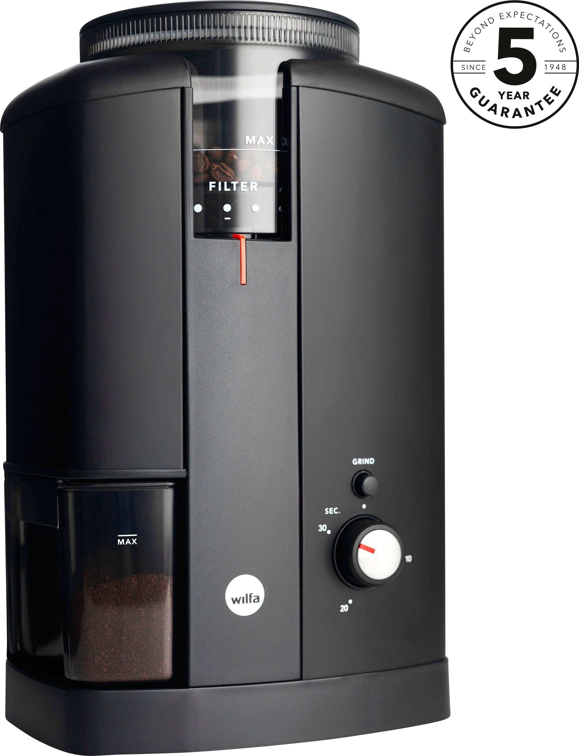 wilfa 250 g Aroma Kaffeemühle CGWS-130B, 605771, Bohnenbehälter Svart