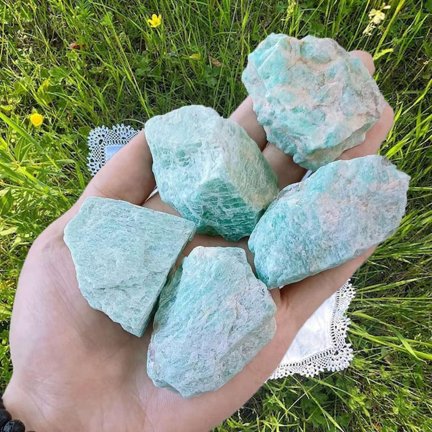 LuxusKollektion Stein Rohsteine Amazonit Heilsteine Set 4 Stück 2 Zoll K-amazonit