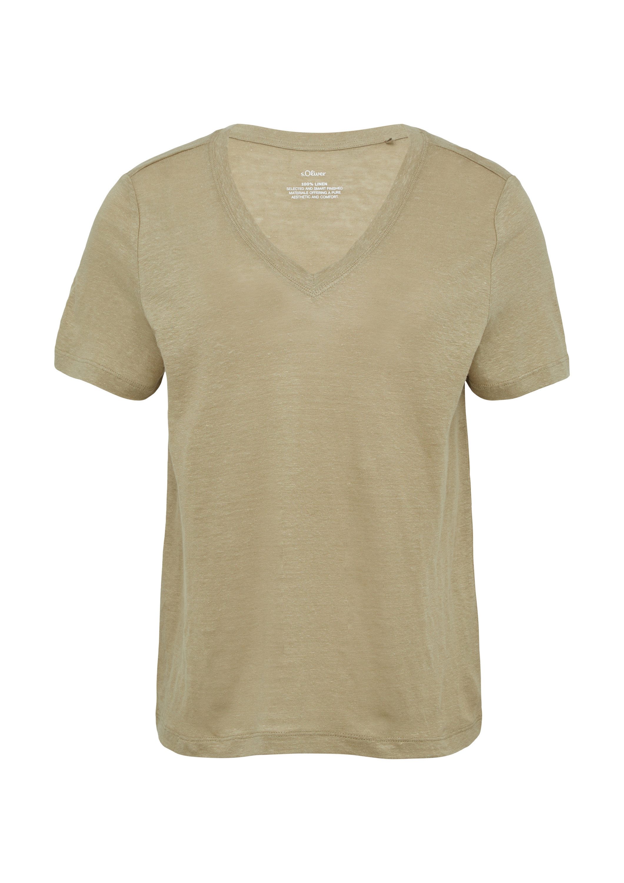 s.Oliver Kurzarmshirt T-Shirt Leichtes T-Shirt aus Leinen mit V-Ausschnitt günstig online kaufen