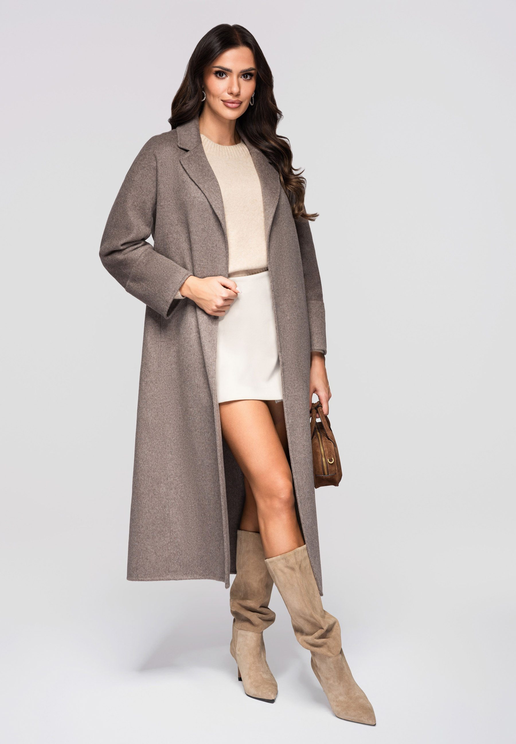 OMBRE Wintermantel Eleganter Damenmantel aus Wollmix