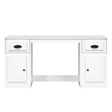 furnicato Schreibtisch mit Stauraum Hochglanz-Weiß Holzwerkstoff