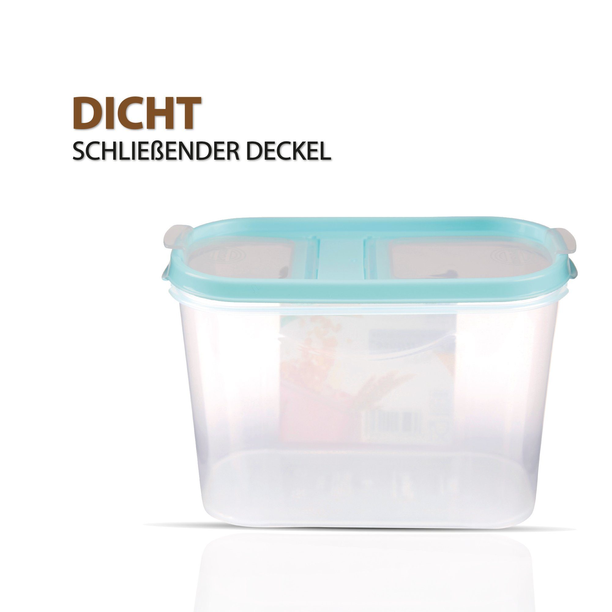 Set (7cm Bestlivings Frischhaltedosen Müslispender Vorratsdose 1,4 (3-tlg., Schüttdose Vorratsbehälter - 4,5L, x für Kunststoff, 17cm 12,5cm), - Türkis Lebensmittel, x Liter 1,4L