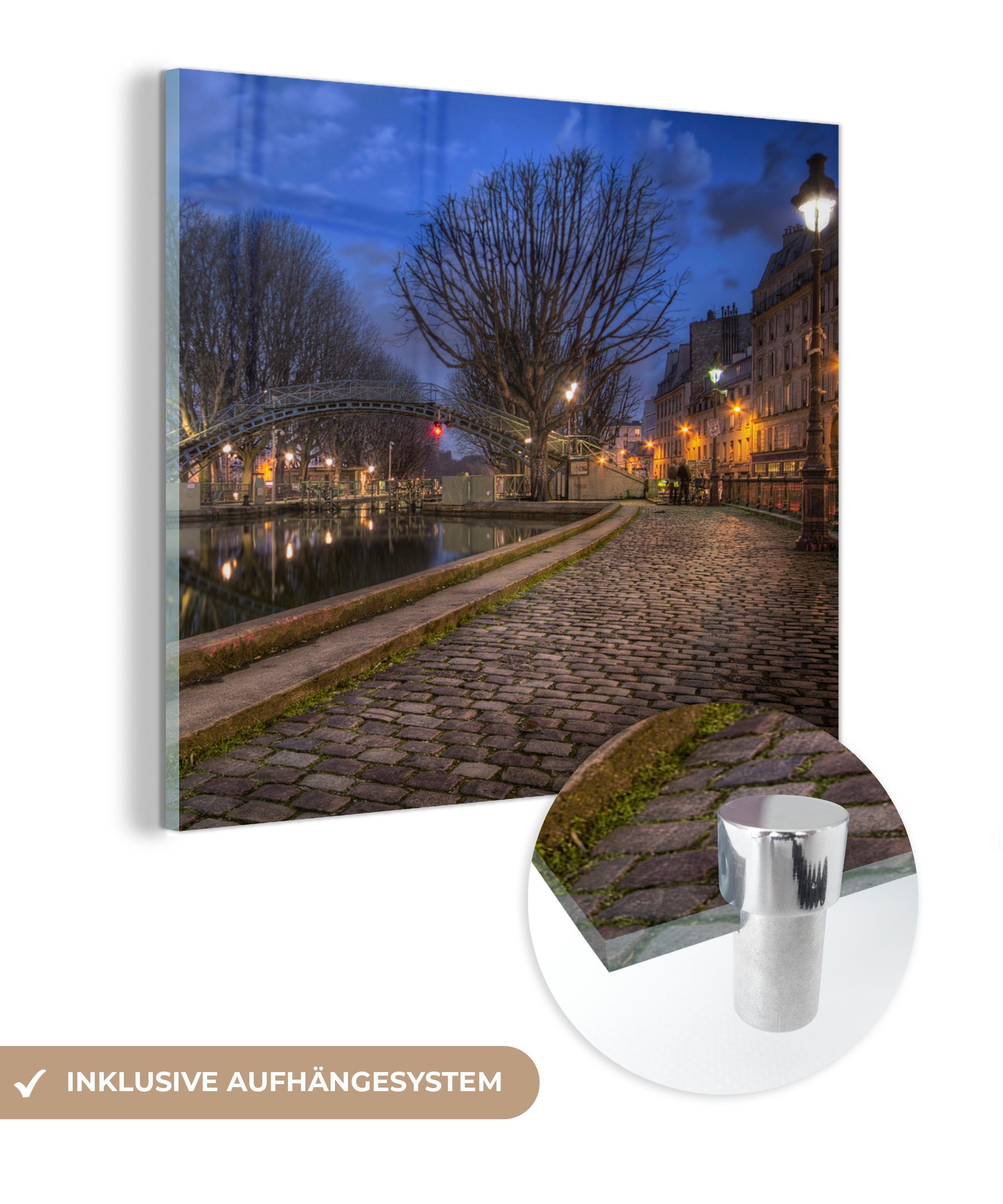 MuchoWow Acrylglasbild Sankt-Martins-Kanal in Paris, (1 St), Glasbilder - Bilder auf Glas Wandbild - Foto auf Glas - Wanddekoration