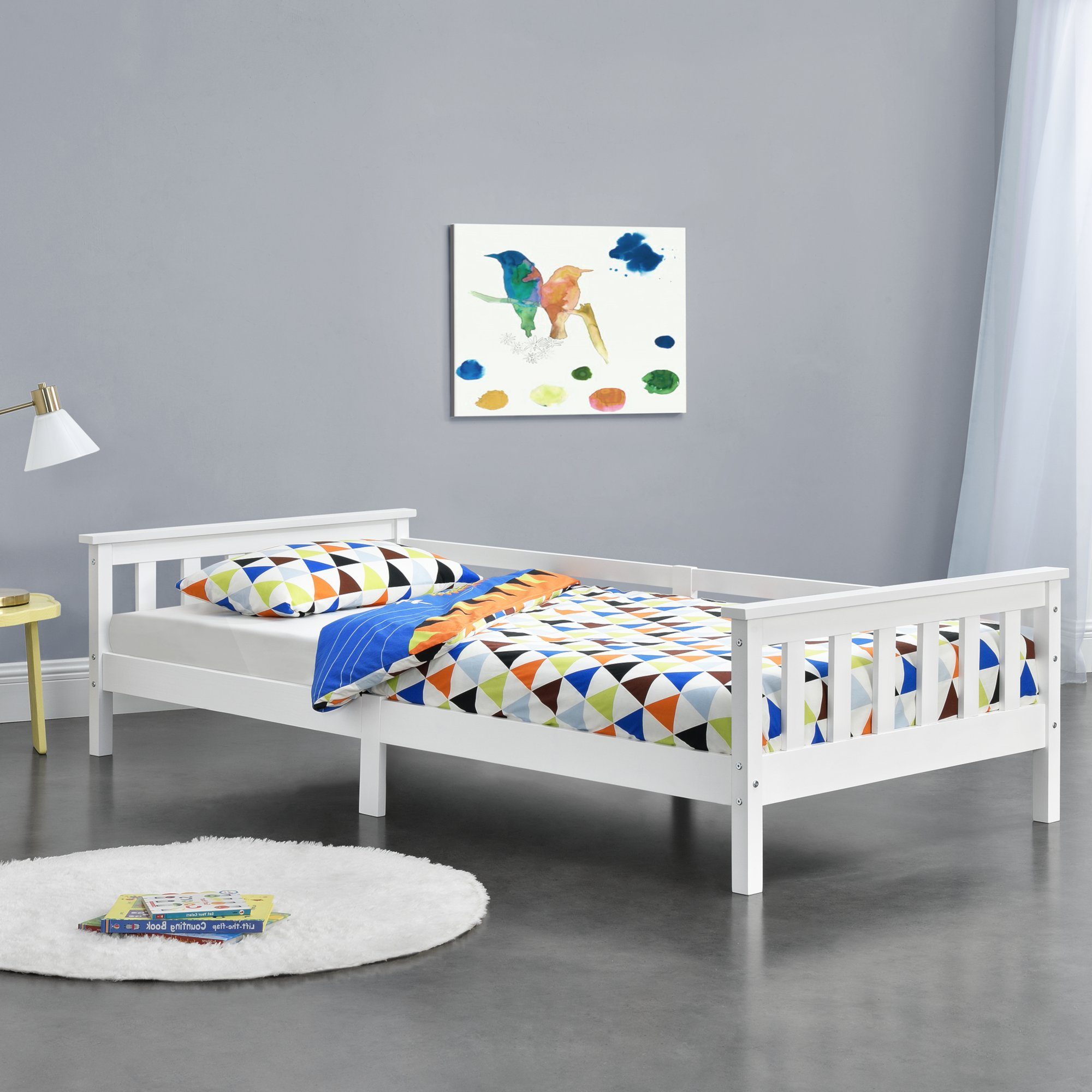 en.casa Kinderbett, »Nuuk« mit Stauraum 90x200 cm Kiefernholz Weiß günstig online kaufen