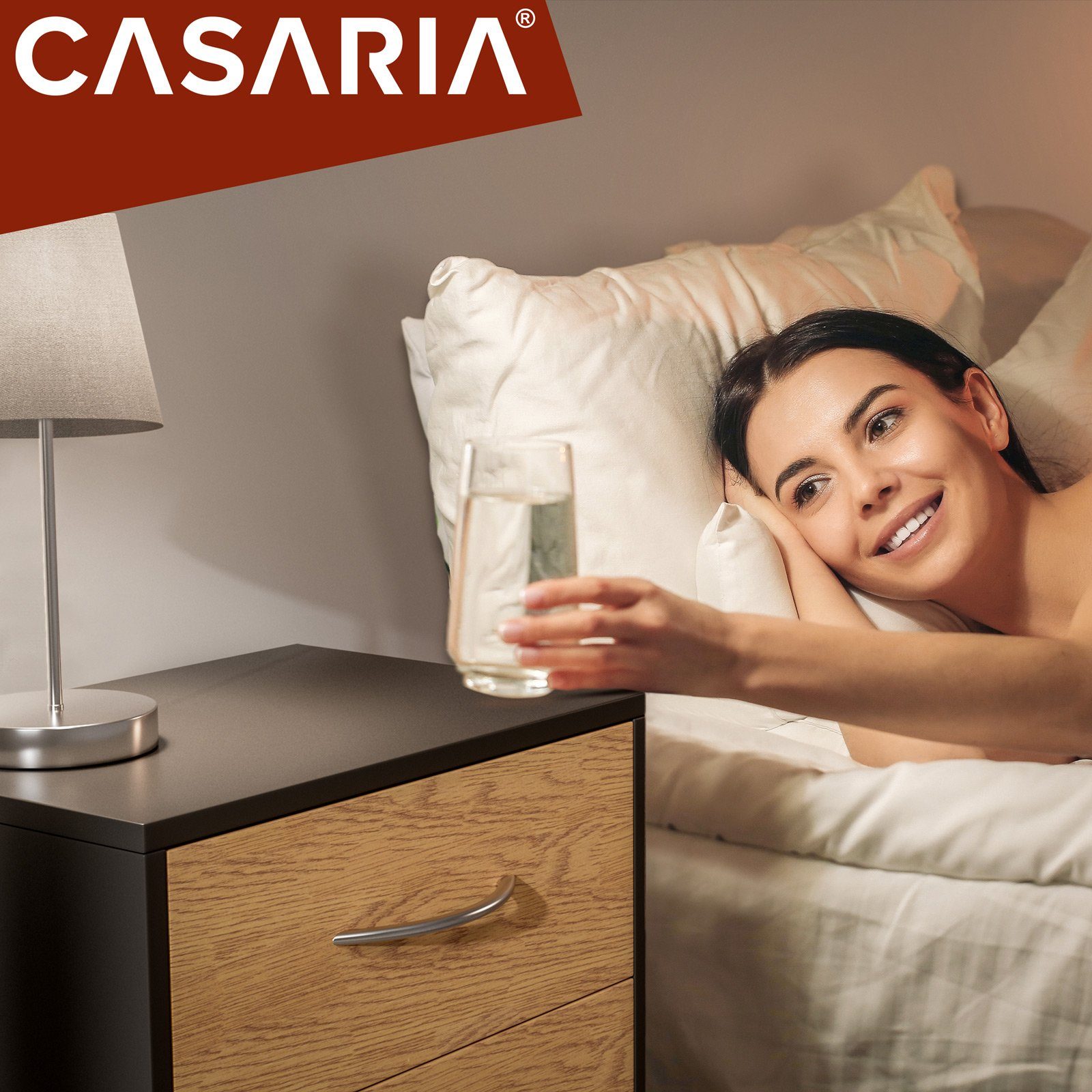 Casaria Nachttisch Eloise (1-St), 3 Kabelführung Mehrfarbig Wandbefestigung Schubladen mit Boxspringbett