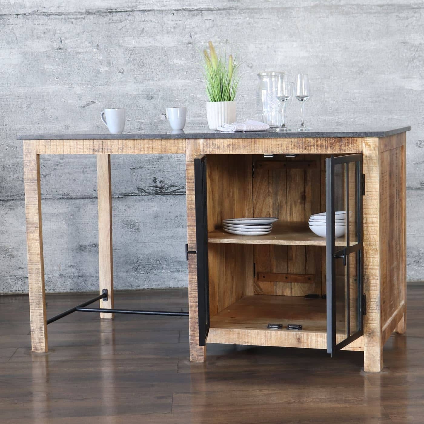 baario Küchentisch Kücheninsel BUZET Marmor, massiv Küchenarbeitstisch Industrial Vintage Design Küchenblock