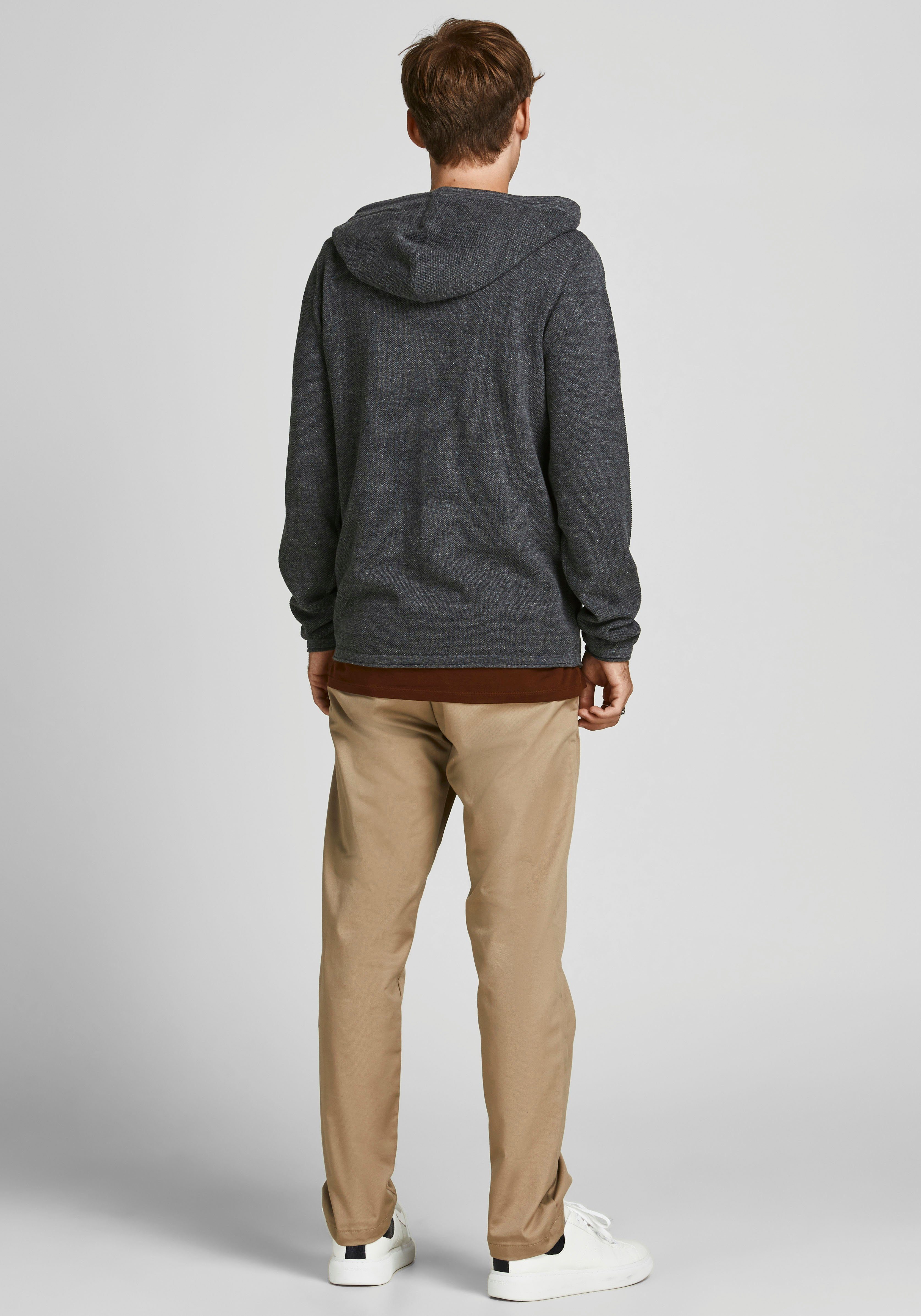 Jack & Jones Kapuzenstrickjacke HILL dunkelgrau CARDIGAN KNIT