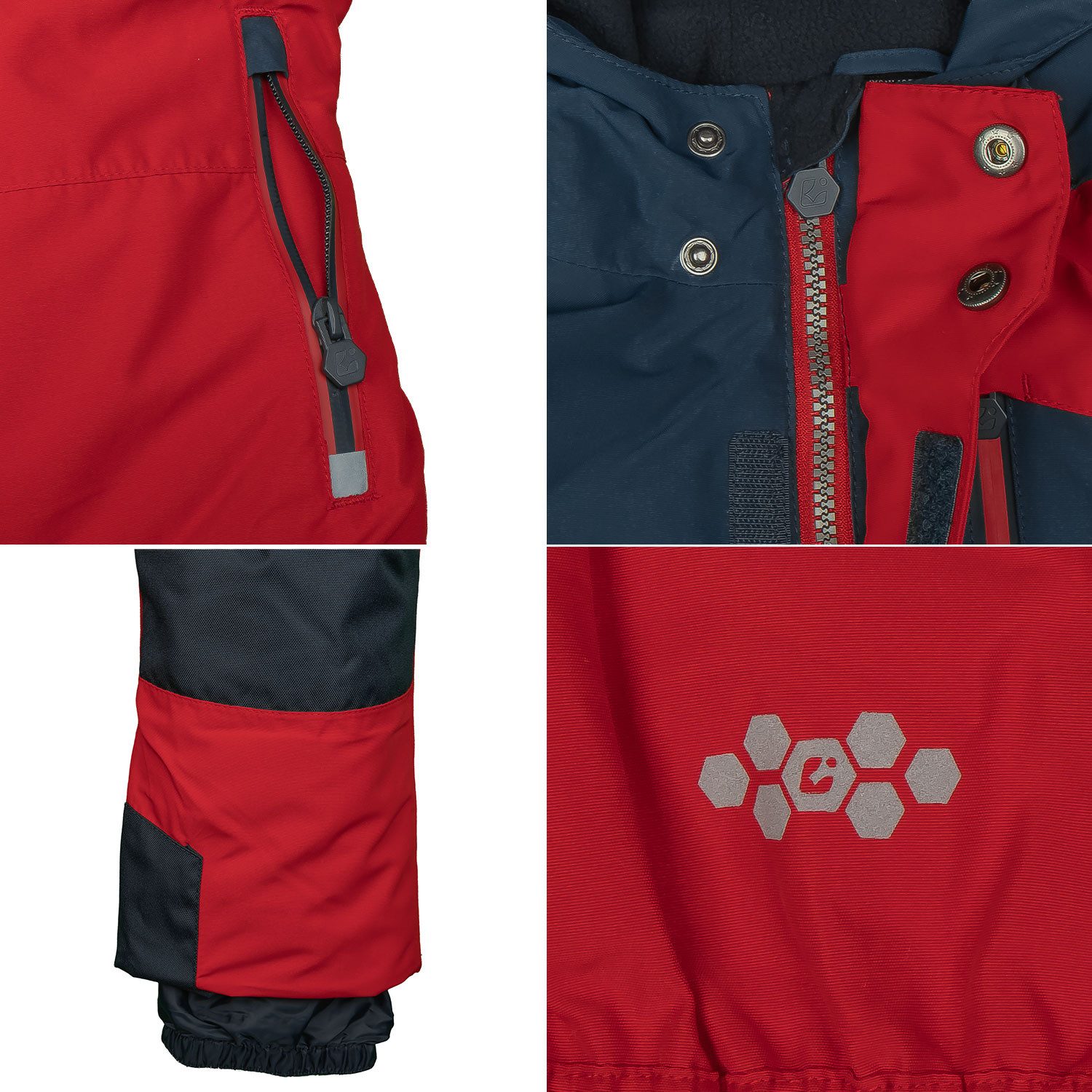 Killtec Snowsuit for Children, Ski Suit, Dark Red/Dark Blue, Fleece Lining - Snow Gaiters on Legs