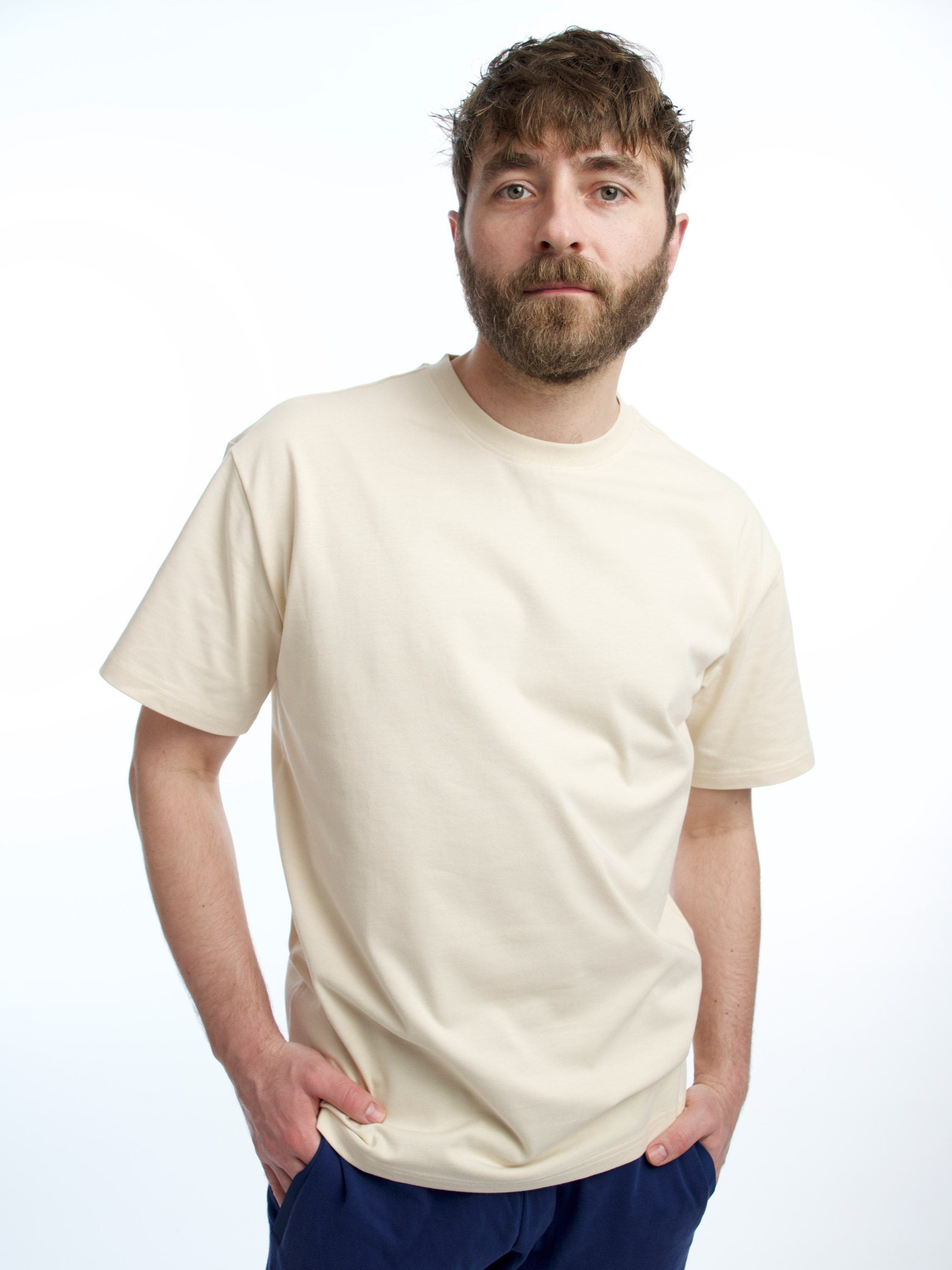 Shirt OCS OG zertifizierter aus und HONEST beige BASICS GRS Rundhalsshirt Bio-Baumwolle
