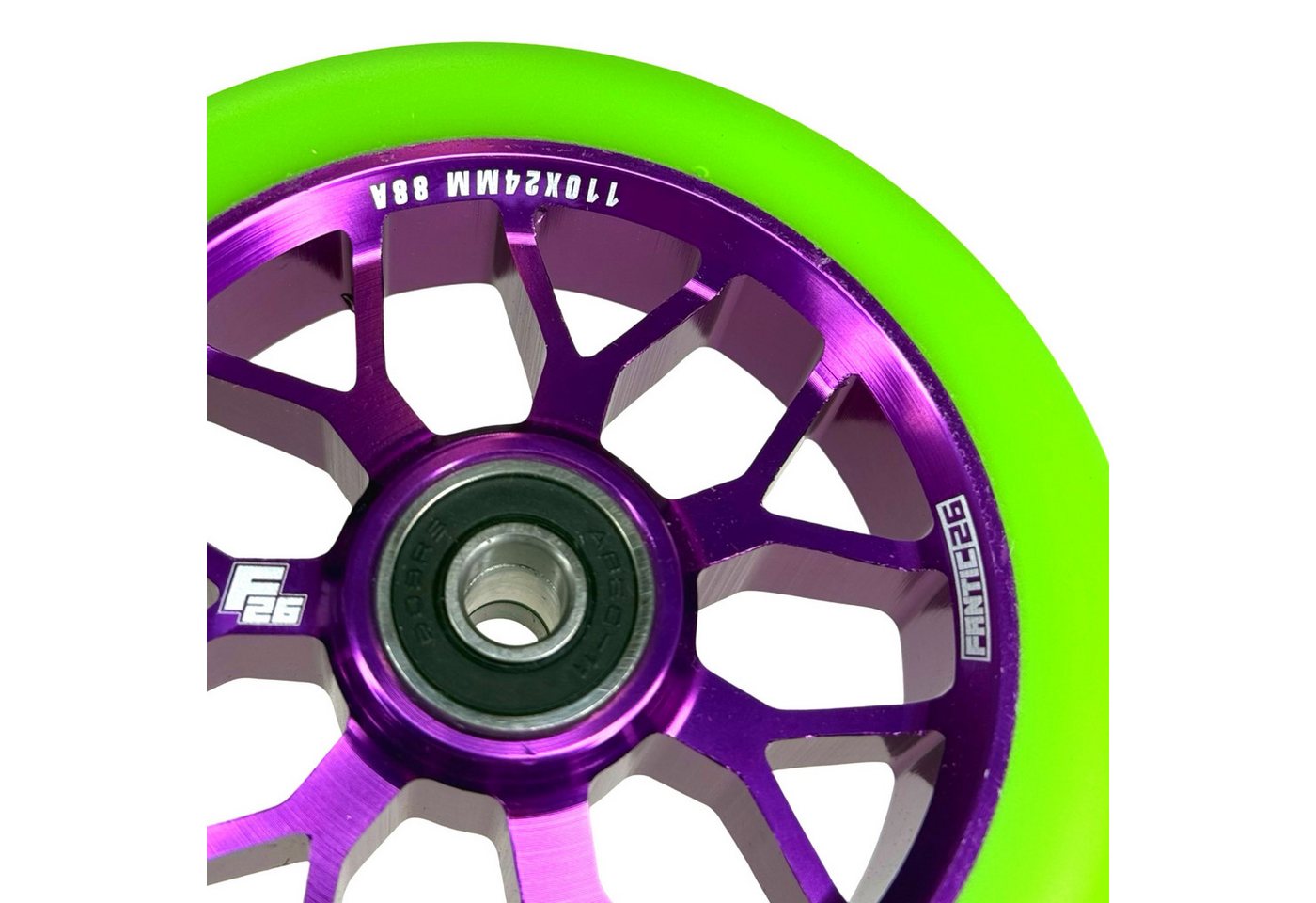 Thumbnail - Fantic26 Stuntscooter Fantic26 Spy7 Stunt-Scooter Rolle 110mm Abec11 Lila/Pu Grün
