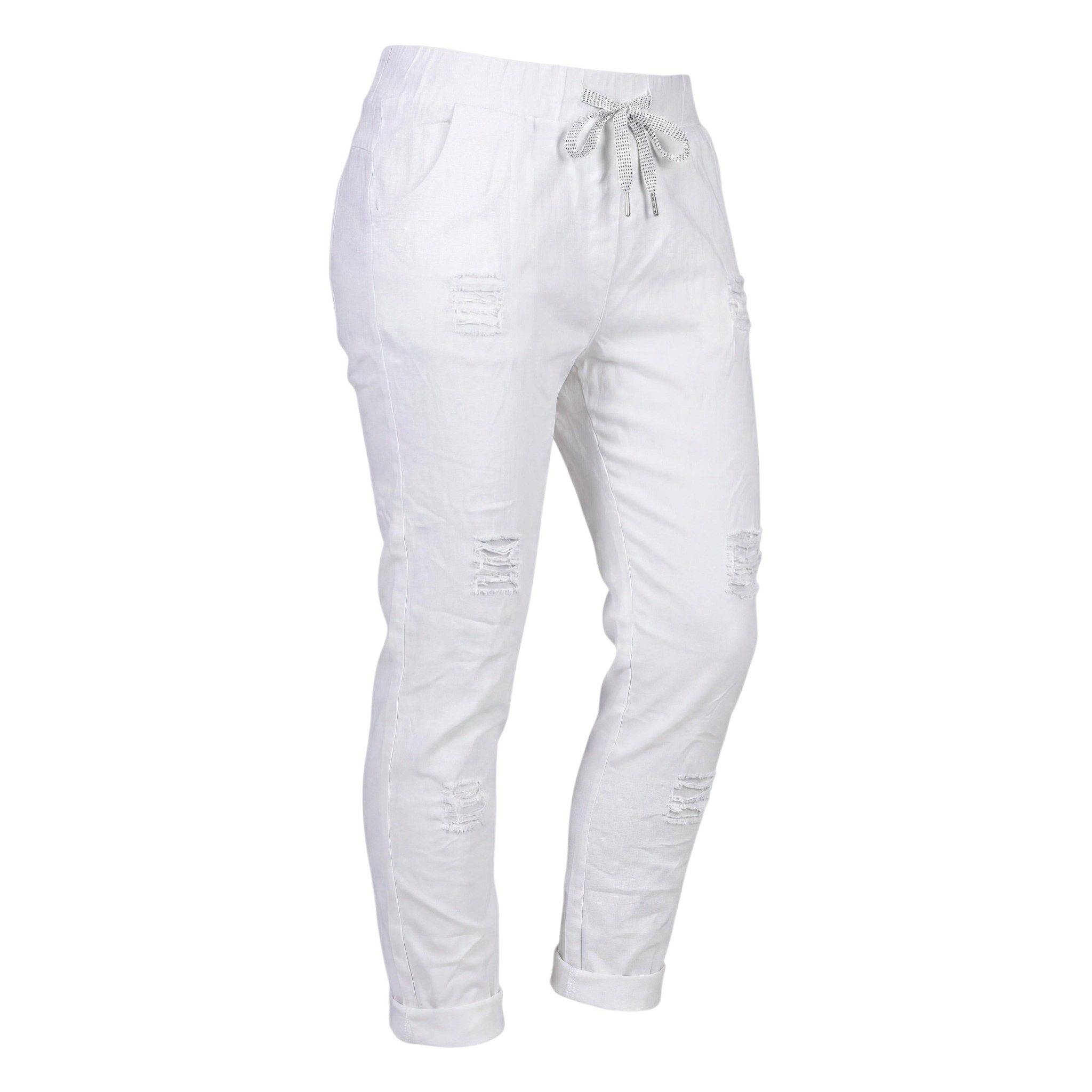 OriginalYou Chinohose Sommerliche Damenhose mit Kordelzug Chino Hose im Used Look moderner Knitterlook, Vintage, Gummibund mit Kordelzug