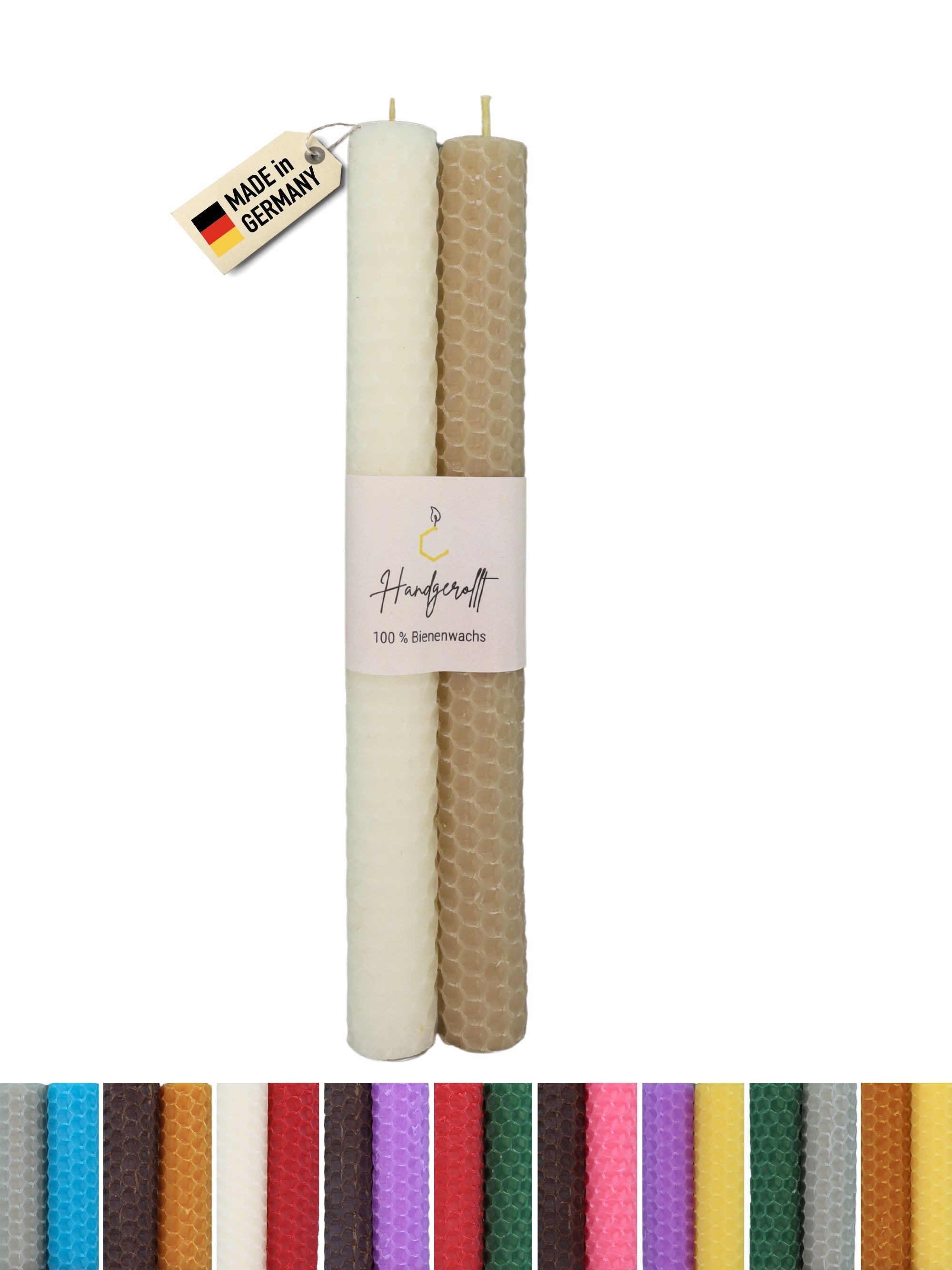 Wachsmann Bienenprodukte Bienenwachskerze handgerollt, 100 % Bienenwachs, 2 günstig online kaufen
