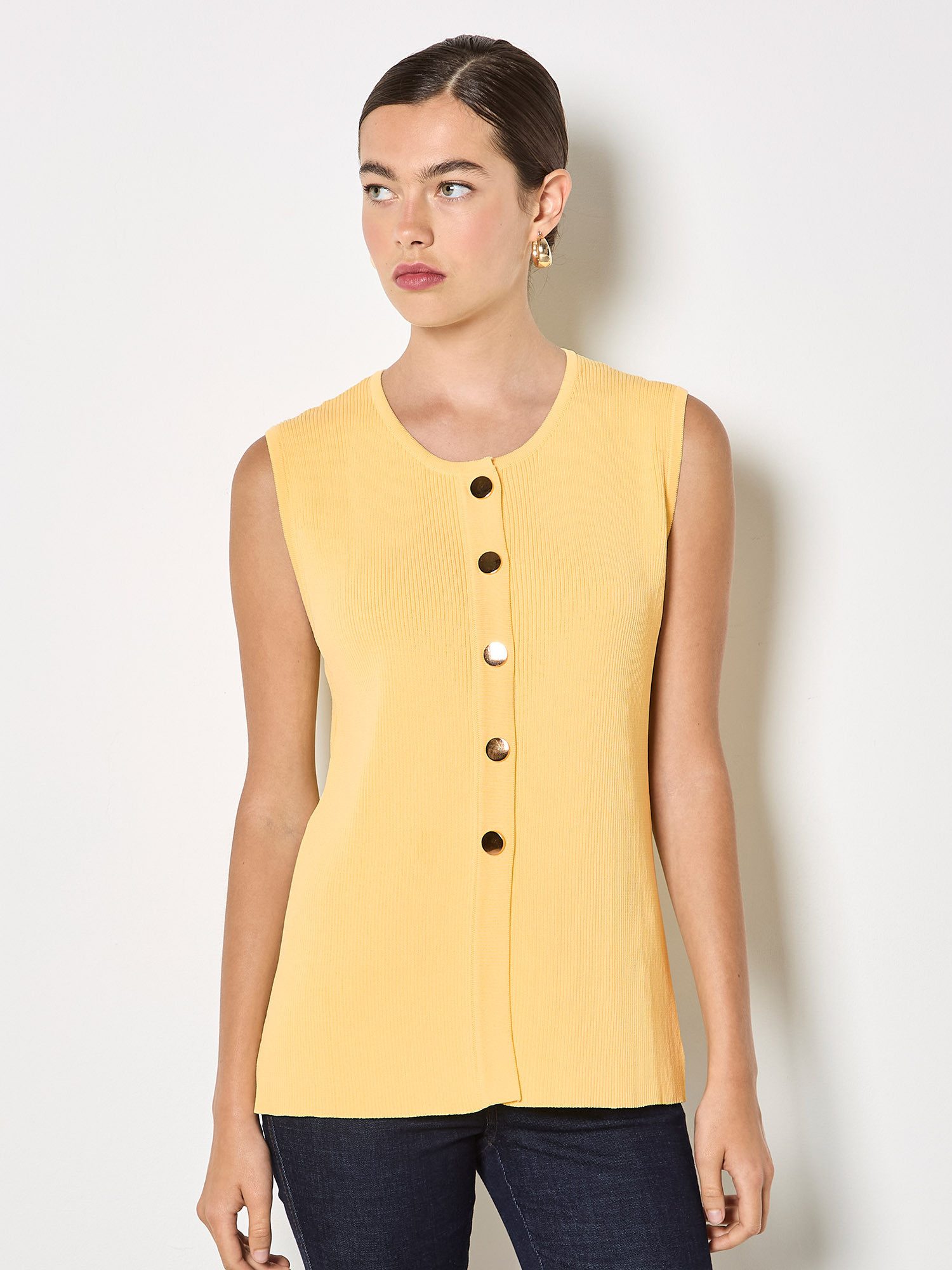 Apricot Strickweste Weste aus geripptem Strick mit Knopfleiste
