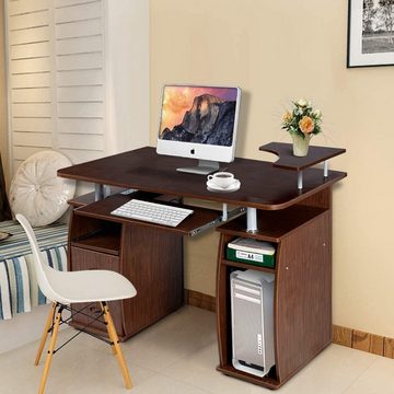 COSTWAY Computertisch, mit Tastaturauszug Druckerablage und 2 Schubladen