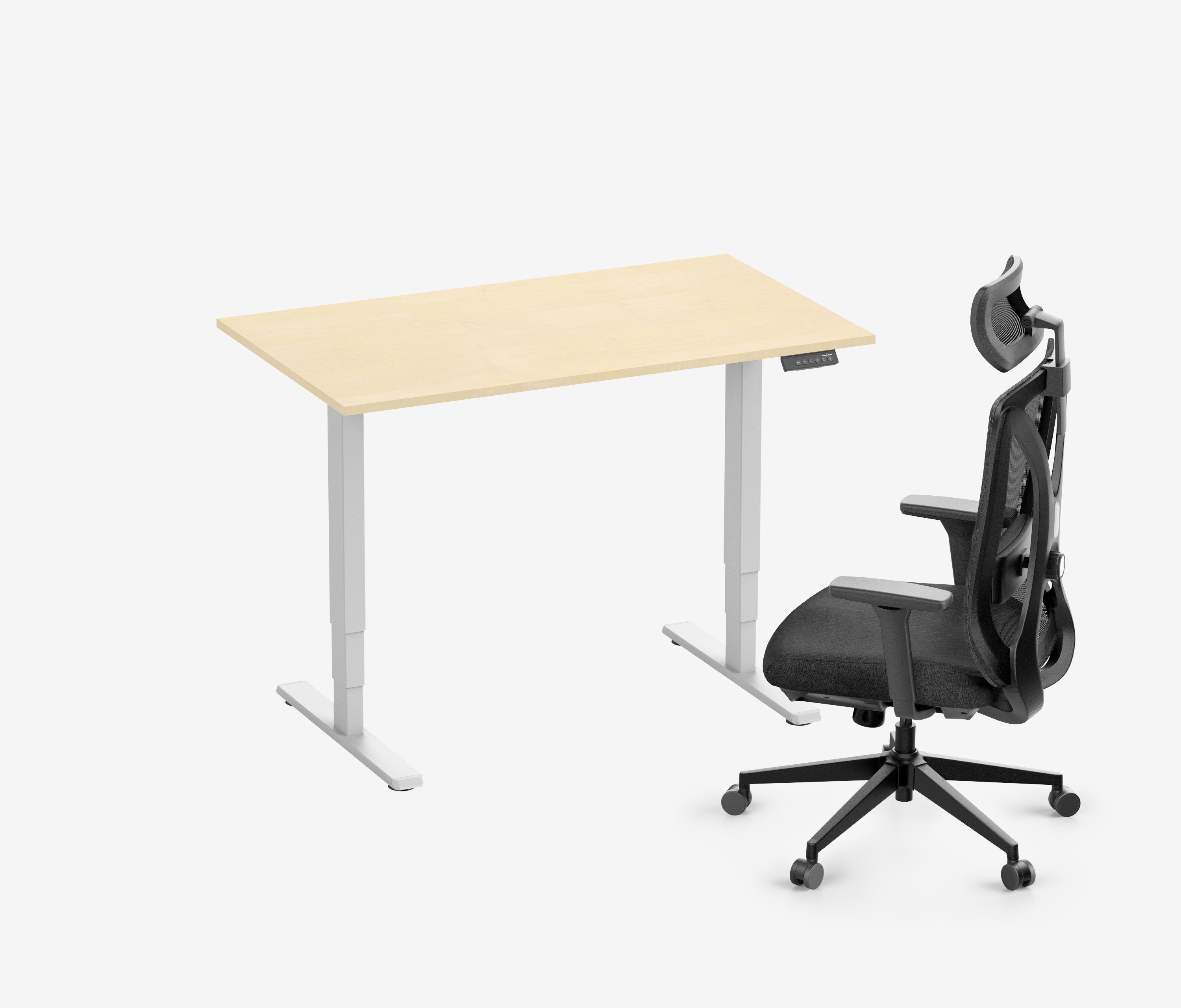 Ergolutions Schreibtisch ergonomischer höhenverstellbarer Schreibtisch FOKUS + Bürostuhl LINO, 5 Jahre Garantie / 54 Varianten / 100 kg Traglast / USB-C / Leise