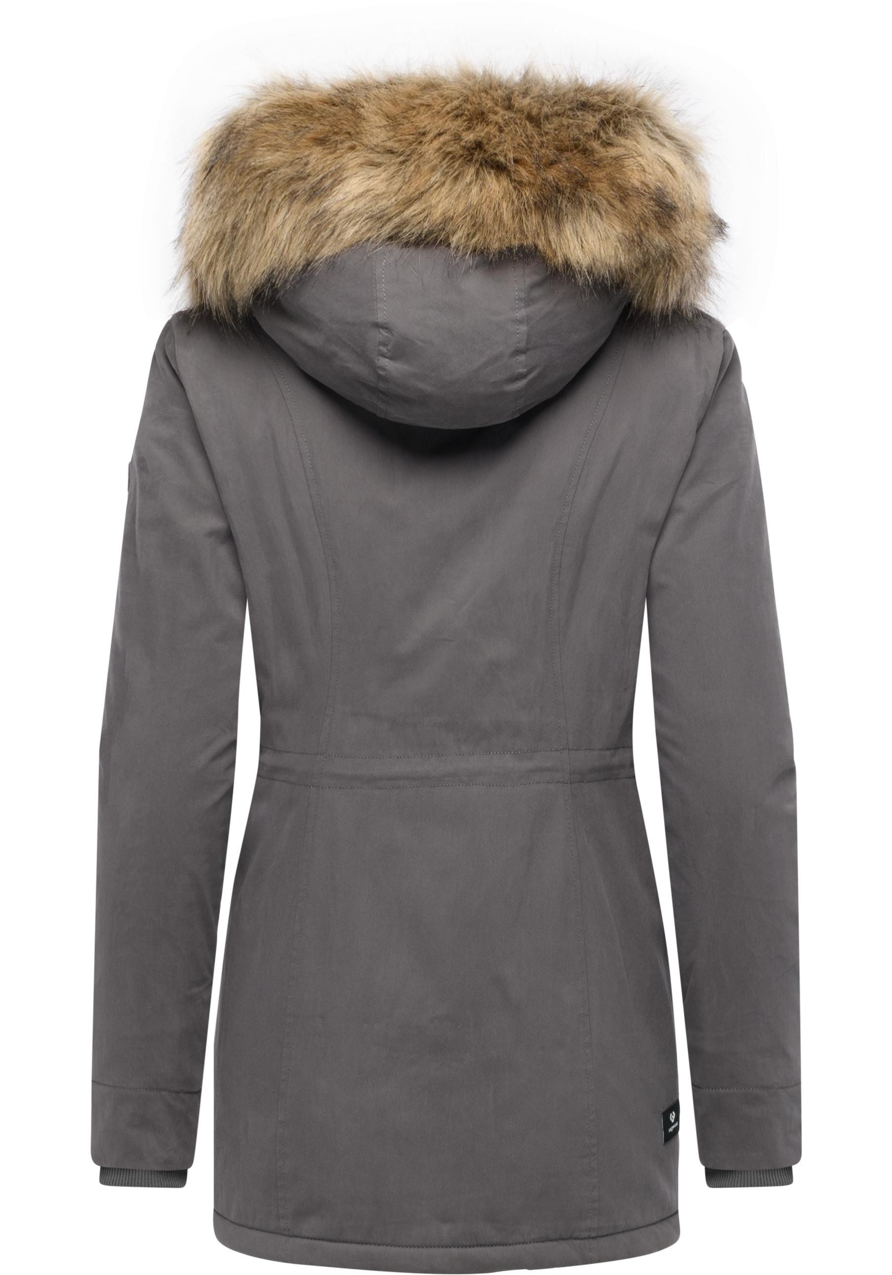 Ragwear Kurzmantel Monadetta Warm Kurzer Wintermantel mit Kunstfellbesatz