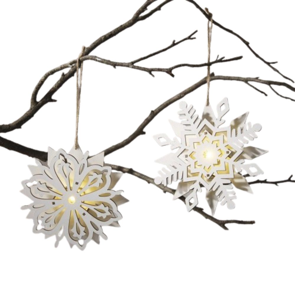 Dekohänger LED Hänger Schneeflocke Deko Hänger Winter Weihnachtsdeko 2er Set