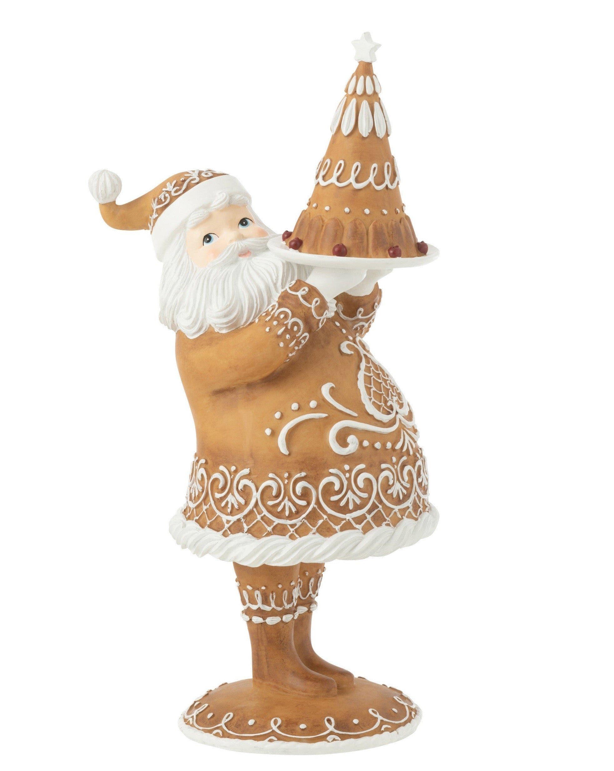 MF Dekoobjekt Lebkuchen Weihnachtsmann in Braun-Weiß Polyresin - Charmante Weihnacht