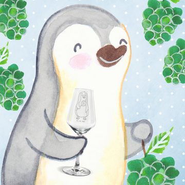 Mr. & Mrs. Panda Weißweinglas Pinguin Lolli - Transparent - Geschenk, Spülmaschinenfeste Weingläser, Premium Glas, Alltagstauglich & robust
