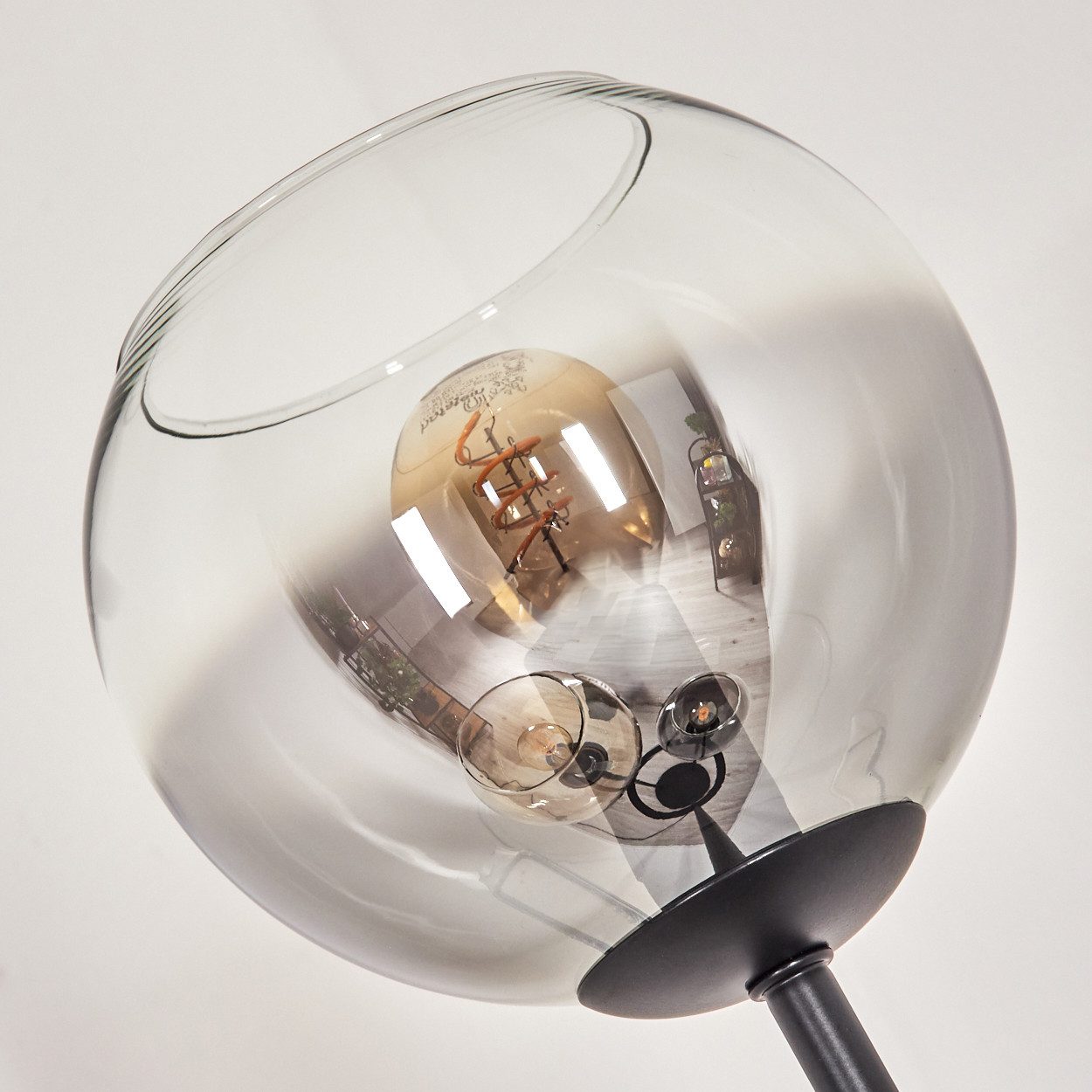 hofstein Stehlampe Stehlampe aus Metall/Glas in Schwarz/Rauch-/Bernsteinfarben/Klar, ohne Leuchtmittel, Stehleuchte im Retro-Design m. Glasschirmen (15cm), Fußschalter, E14