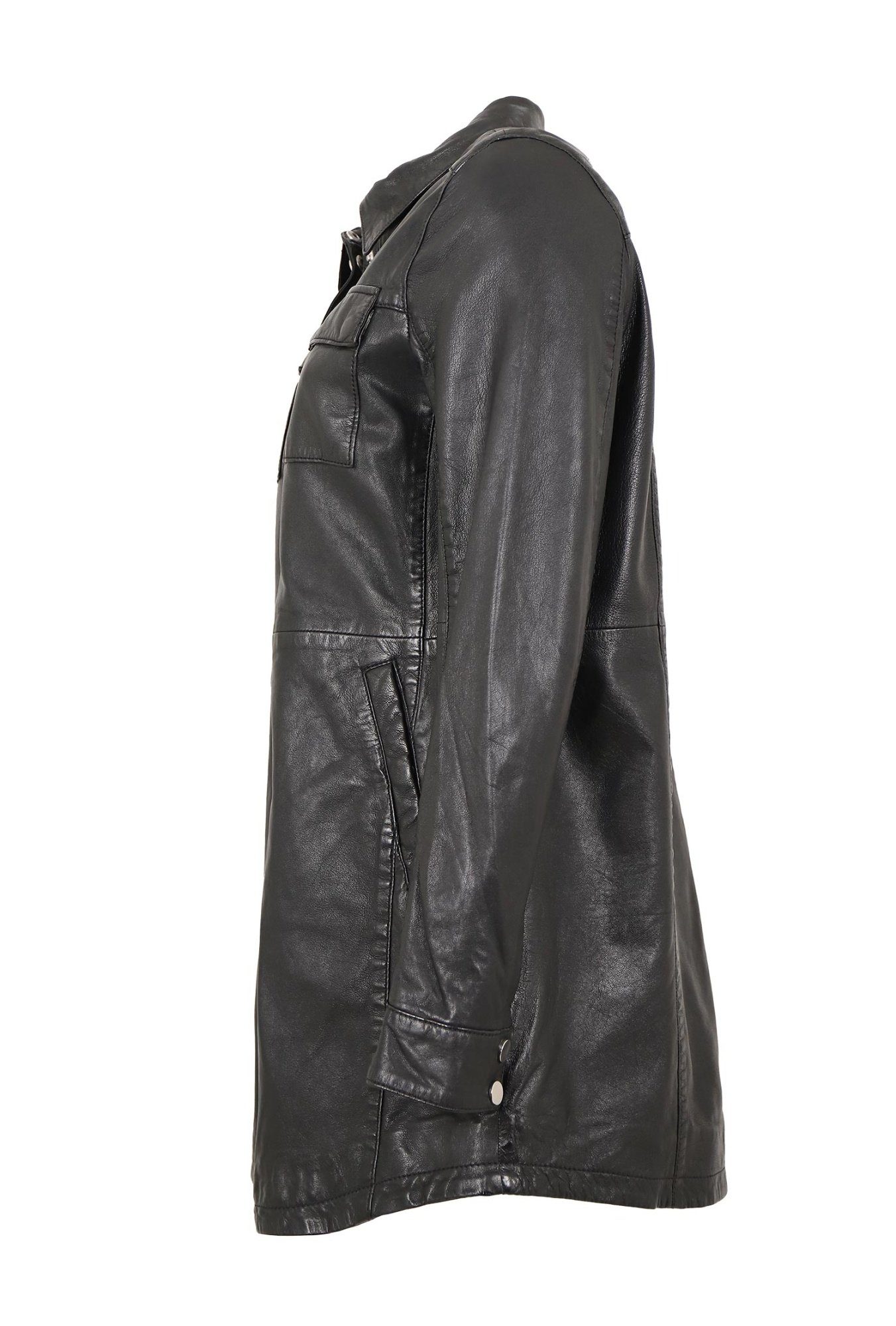 Gipsy by Mauritius Lederjacke G2WMiha Gipsy - Damen Lederhemd lang Lammnappa Mantel Overlook schwarz