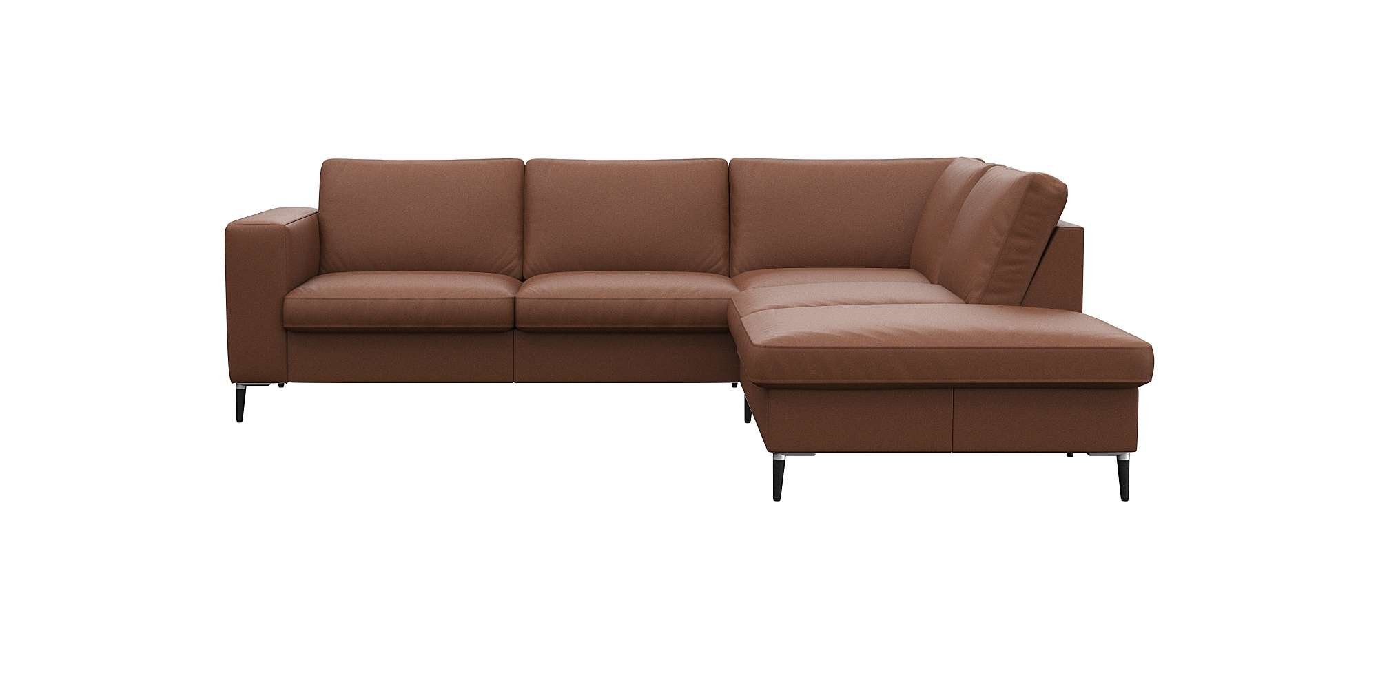 FLEXLUX Ecksofa Fiore, bequem und komfortabel, zeitlos, L-Form, breite Armlehnen, Füße Alu/schwarz, B/T 241/225 cm, Kaltschaum im Sitz