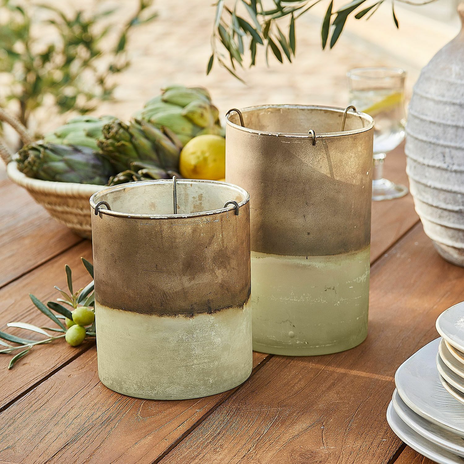 Mirabeau Windlicht Windlicht 2er Set Drinesto grün (2er Set, 2er Set) günstig online kaufen