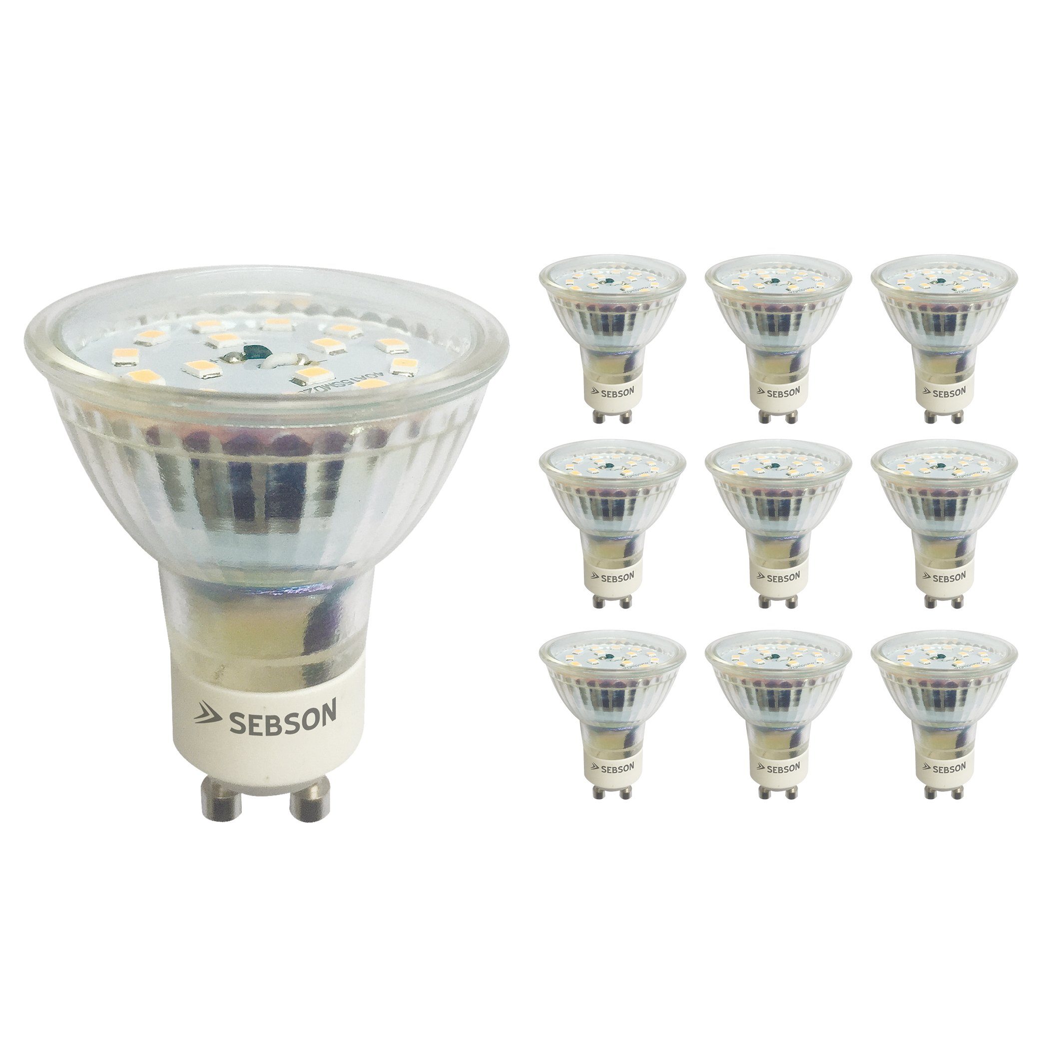 SEBSON LED-Leuchtmittel GU10 LED Lampe 5W dimmbar 3000K 230V Leuchtmittel - 10er Pack