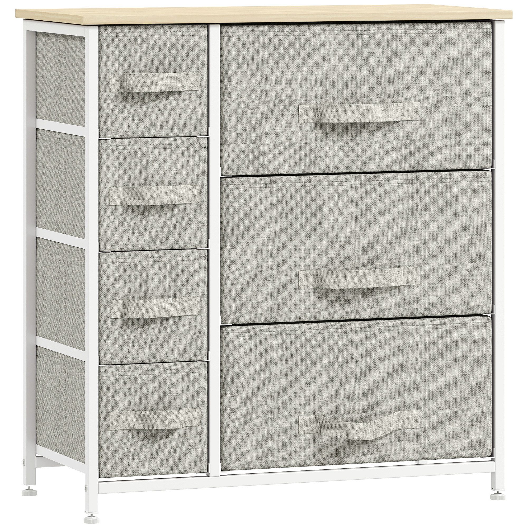HOMCOM Kommode Schubladenschrank, rechteckig (Stoffschubladen, 1 St., Schubladenschrank), Hellgrau 63,5 x 30 x 71 cm