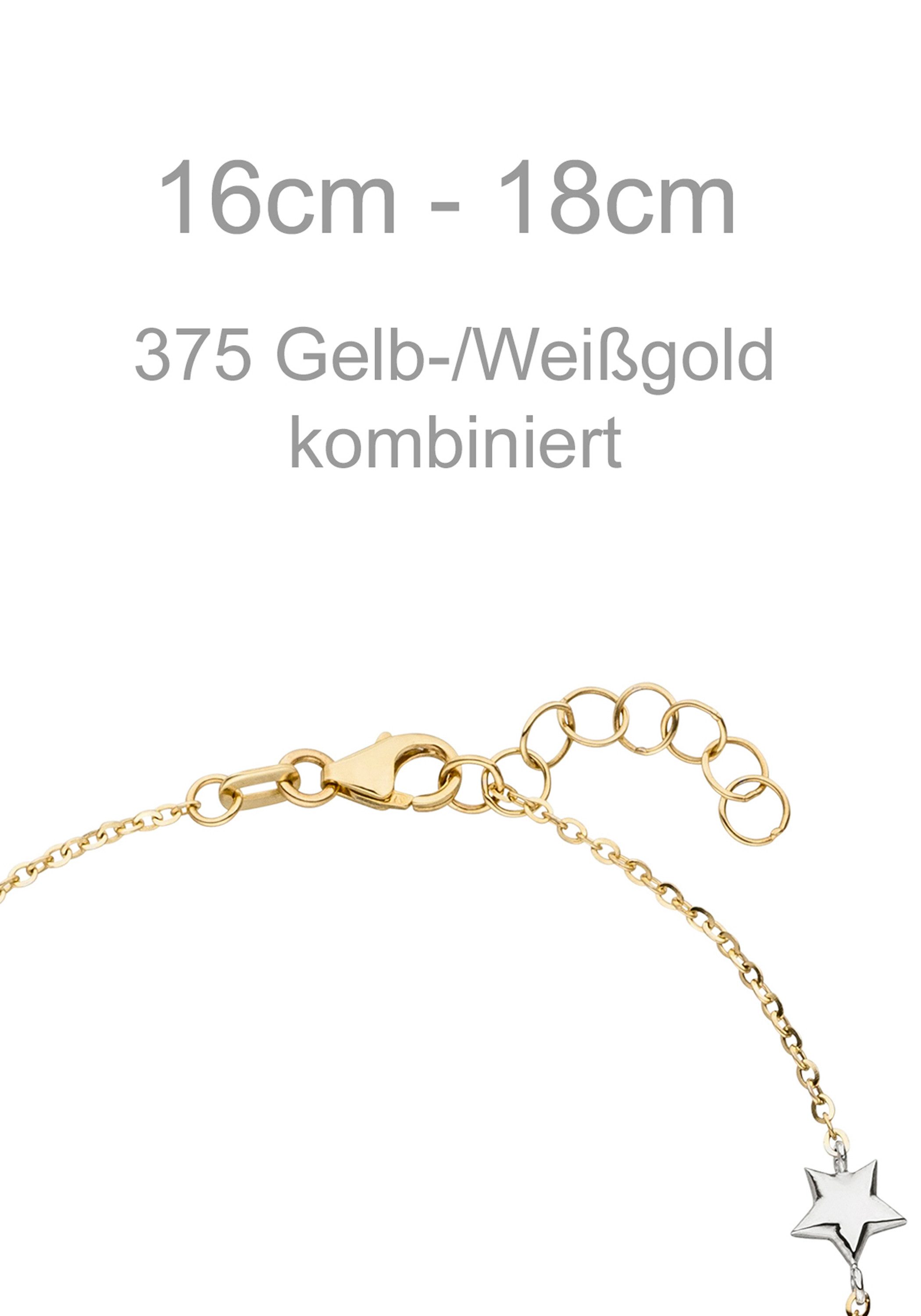 JOBO Armband Sterne, 375 Gold bicolor 18 cm