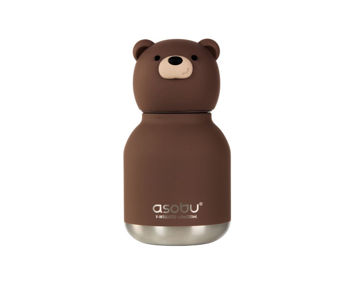 ASOBU Trinkflasche Isolierte Trinkflasche Mini Bestie 200 ml Strohhalm Schlüsselring