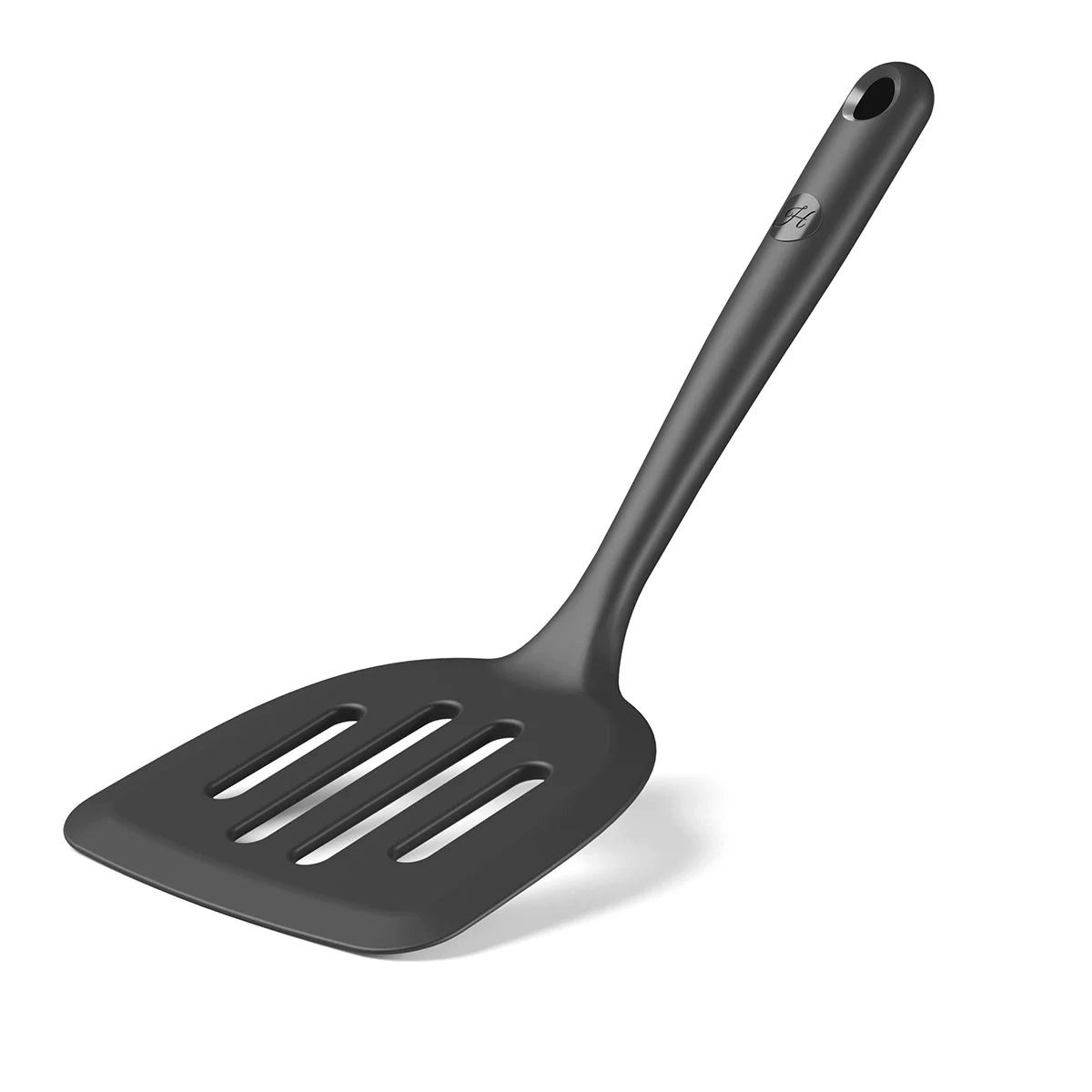 Hoffmann Germany Pfannenwender XXL Küchenhelfer Silikon Edelstahl 30 cm anthrazit, Edelstahlkern, extra breite Fläche 13 cm, 200°C, spülmaschinenfest