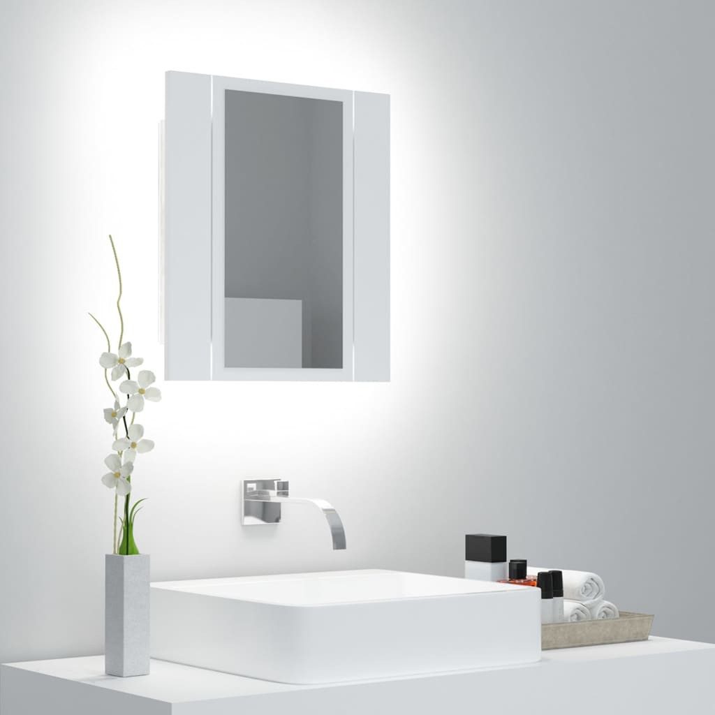 vidaXL Spiegelschrank NA LED Bad Spiegelschrank Weiß 40x12x45 cm Badezimmer LED-Beleuchtung