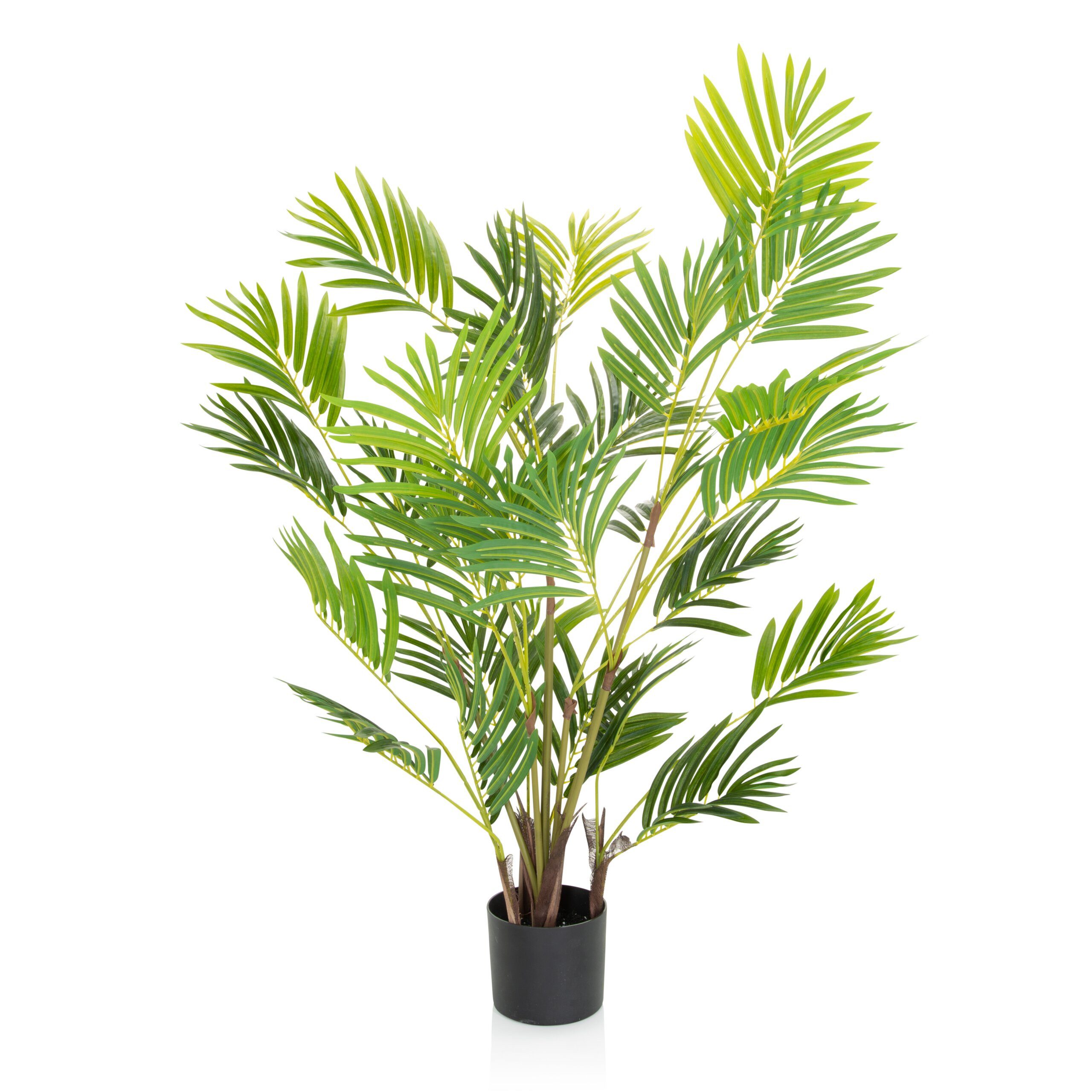 Kunstpflanze ARECA I Künstliche Pflanze Höhe 120.0 cm Palme Palme, hjh OFFICE, Höhe 120.0 cm, Künstliche Pflanze Zimmerpflanze, Goldfruchtpalme im Kunststoff-Topf