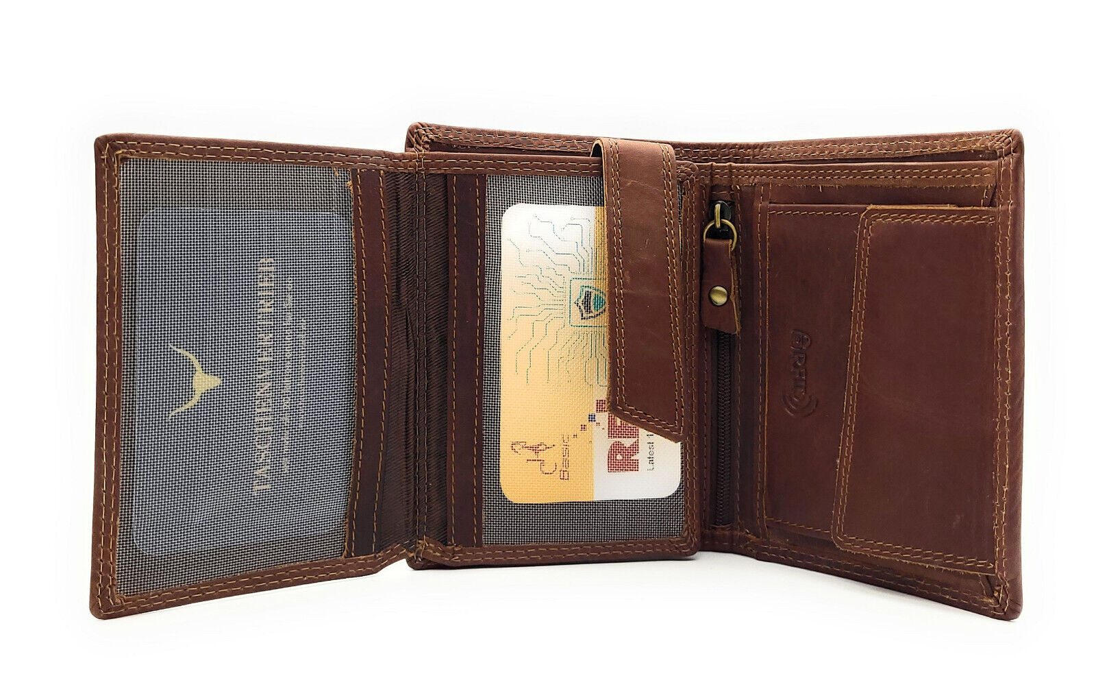 JOCKEY CLUB Geldbörse echt Leder Portemmonnaie Hochformat, Innenriegel, vintage braun, 12 Kartenfächer, Innenriegel, 2 Sichtfächer, RFID Schutz
