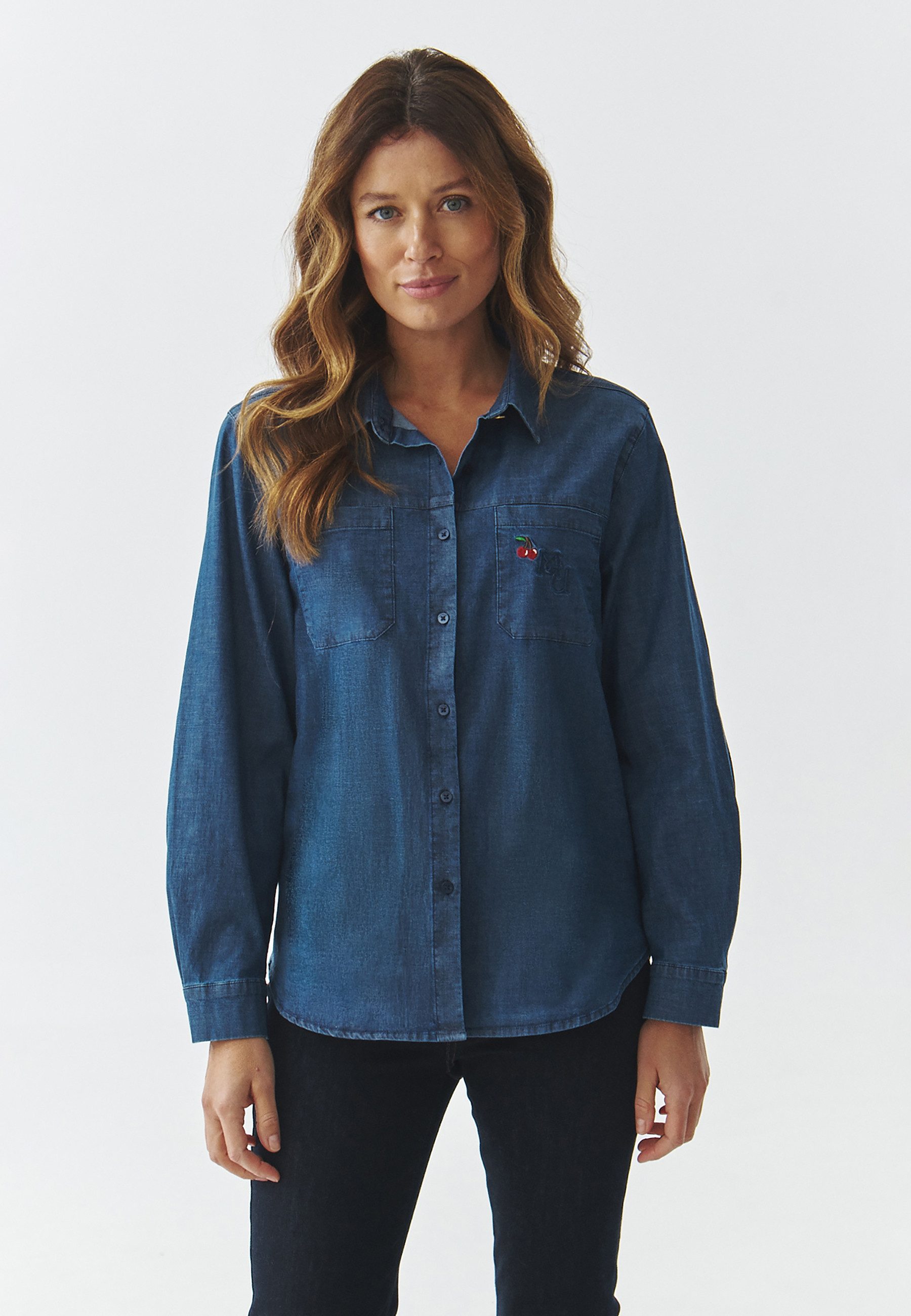 TATUUM Hemdbluse Damen-Denim-Shirt Mit Teddybär-Patches - Misia 1
