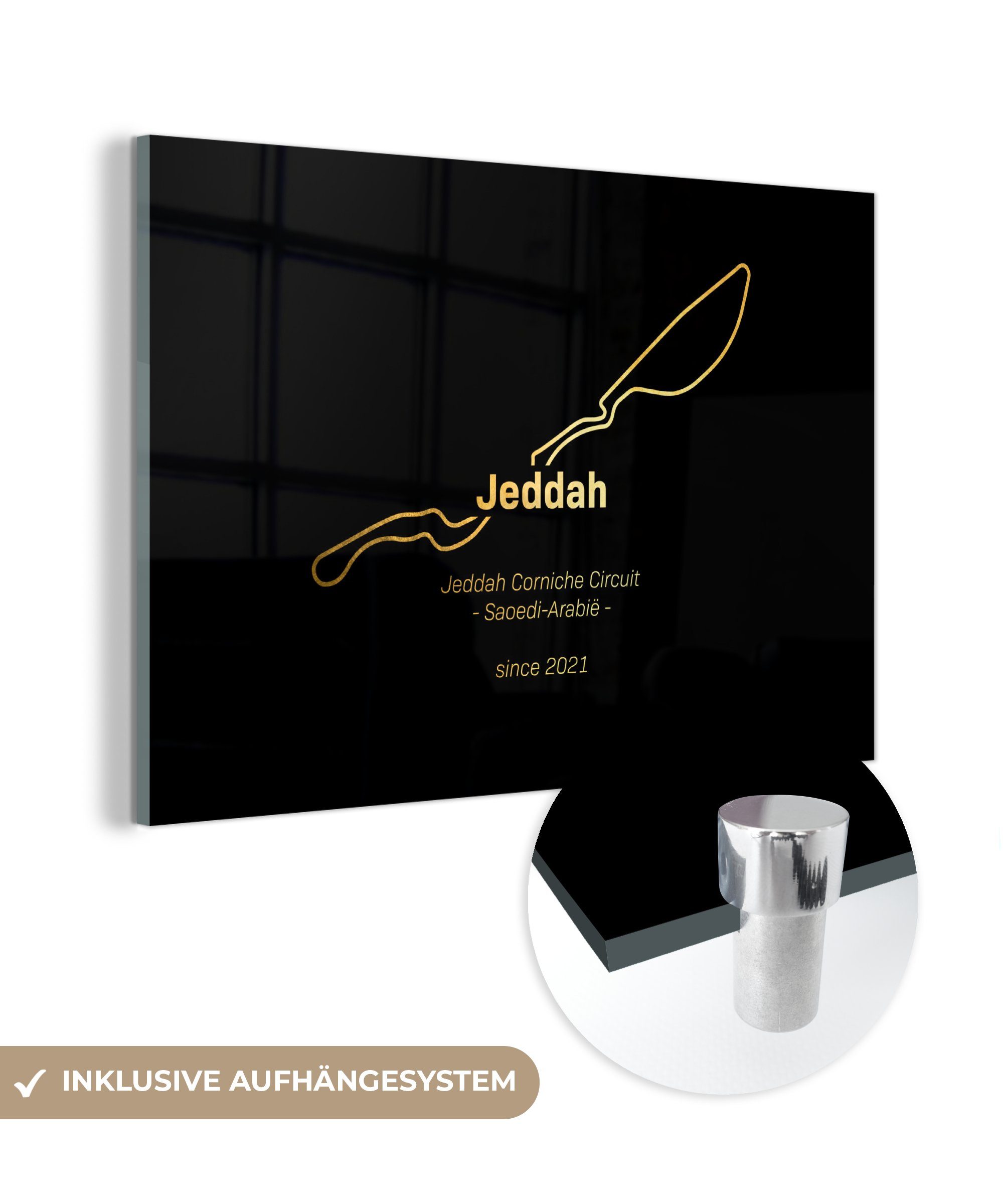 Glasbilder Jeddah - MuchoWow auf Bilder (1 auf - Glas St), - F1- Glas Acrylglasbild Rundkurs, - Wanddekoration Foto Wandbild