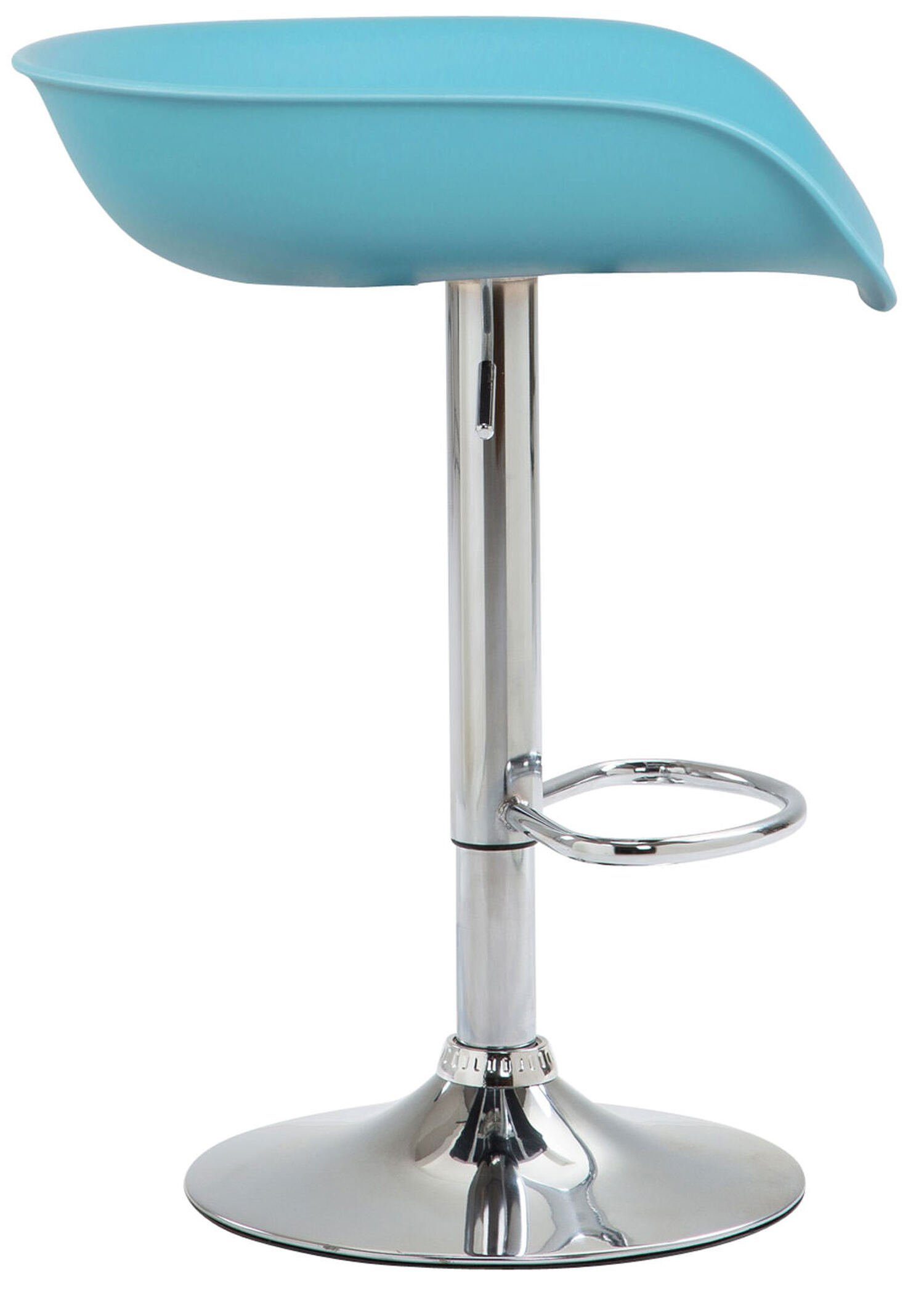 360° Sitzfläche: drehbar Blau - TPFLiving Kunststoff Hocker Gestell höhenverstellbar), Anna Fußstütze - Küche chrom (Barstuhl Metall mit für angenehmer & Theke und Barhocker