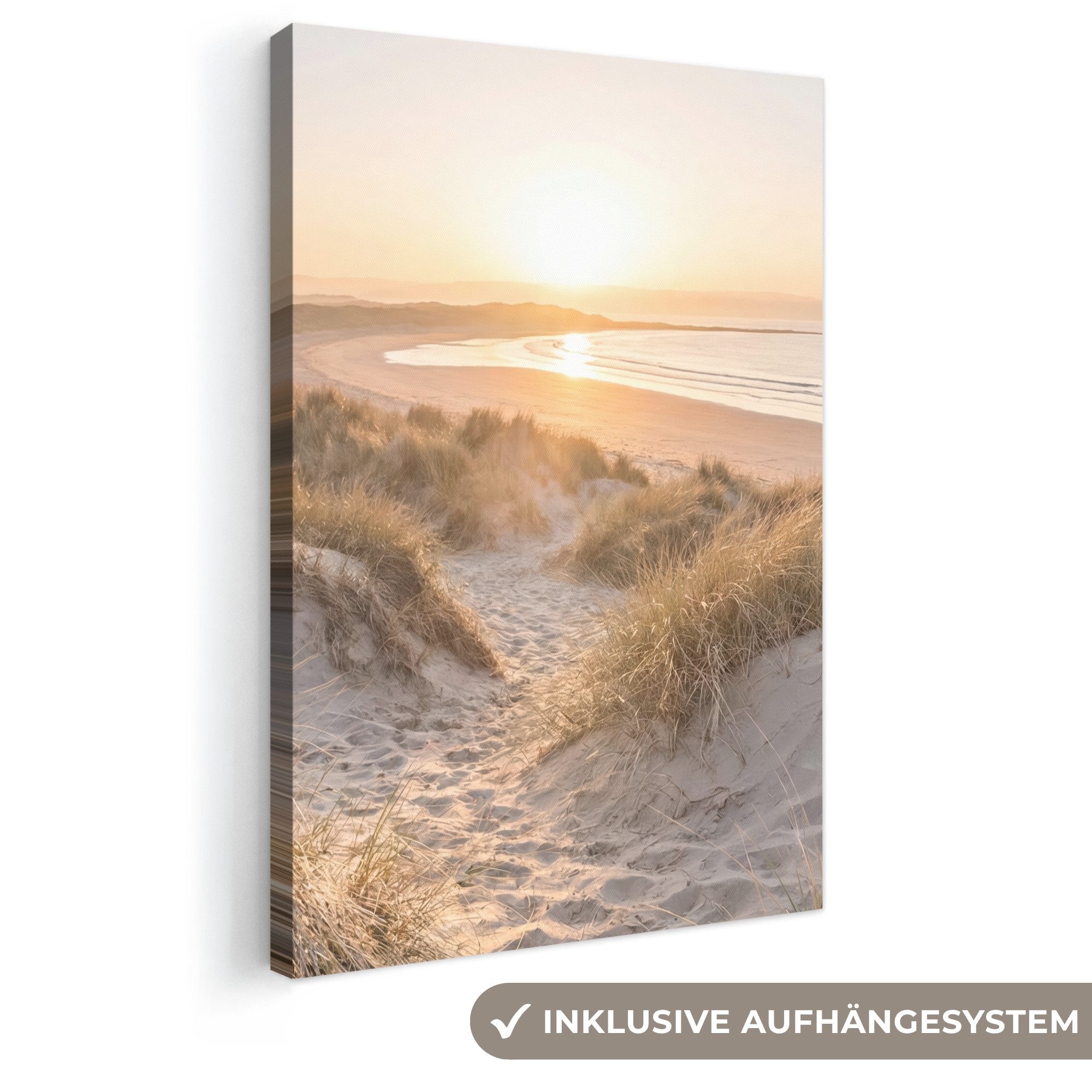 OneMillionCanvasses® Leinwandbild Dünen - Strand - Meer, Fotodruck (1 St), Leinwand Canvas Wandbild, Wanddekoration 20x30 cm