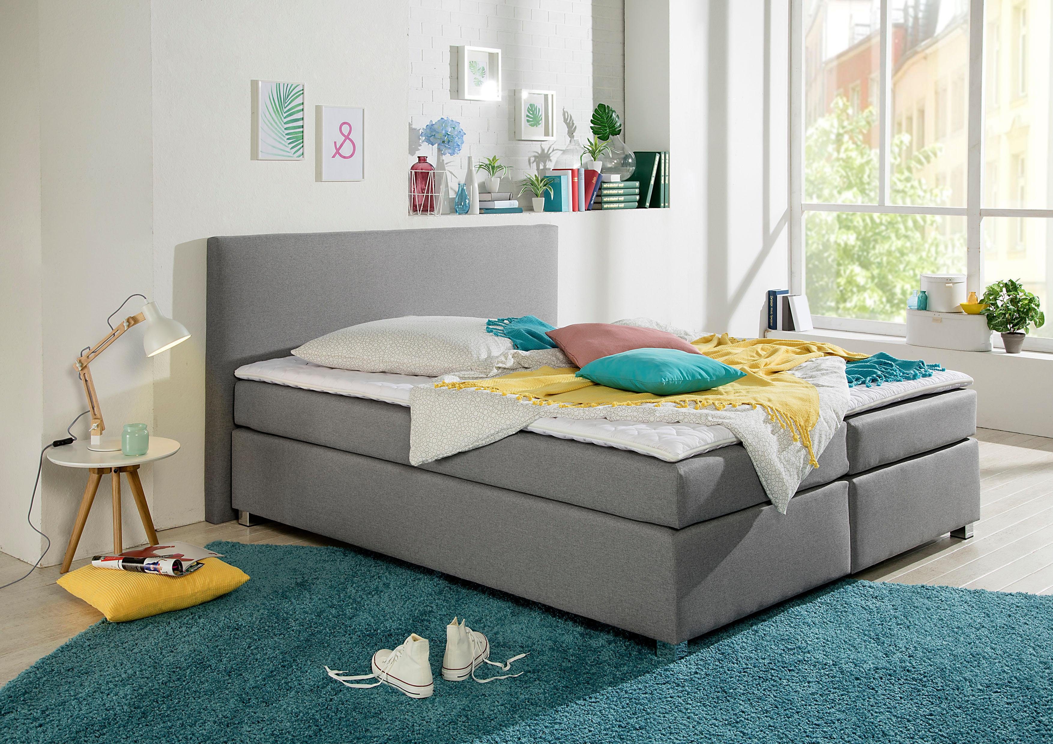 Home affaire Boxspringbett Eliana, inkl. Topper, in 4 Breiten, 3 Matratzenarten und 2 Härtegraden