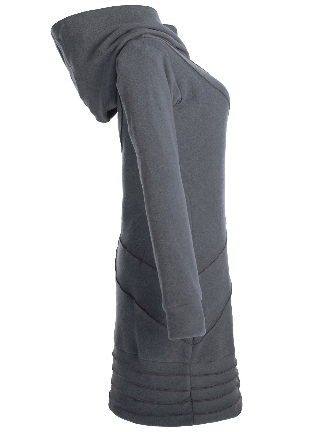 Vishes Midikleid Patchwork Hoodie Eco Fleecekleid mit Daumenlöchern Hippie, Boho, Goa Style