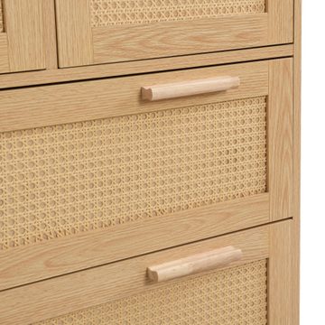 XDeer Schuhschrank 4-Schubladen-Rattanschrank mit Massivholzgriffen für Schlafzimmer, Wohnzimmer, Esszimmer