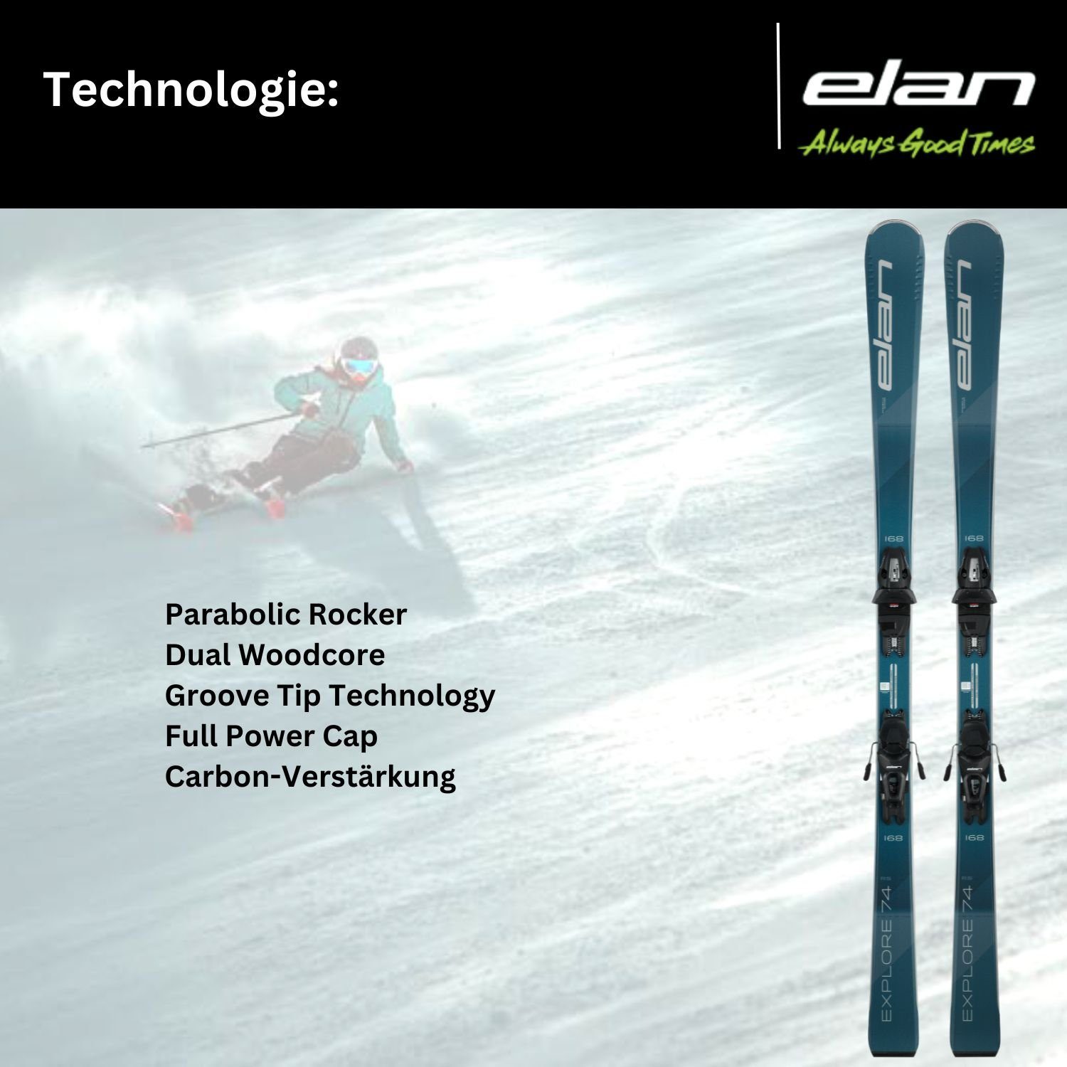 Elan EL10.0 elan Grip On 2024 RS Walk Explore 74 Pisten Ski + Ski Bindung Ski,