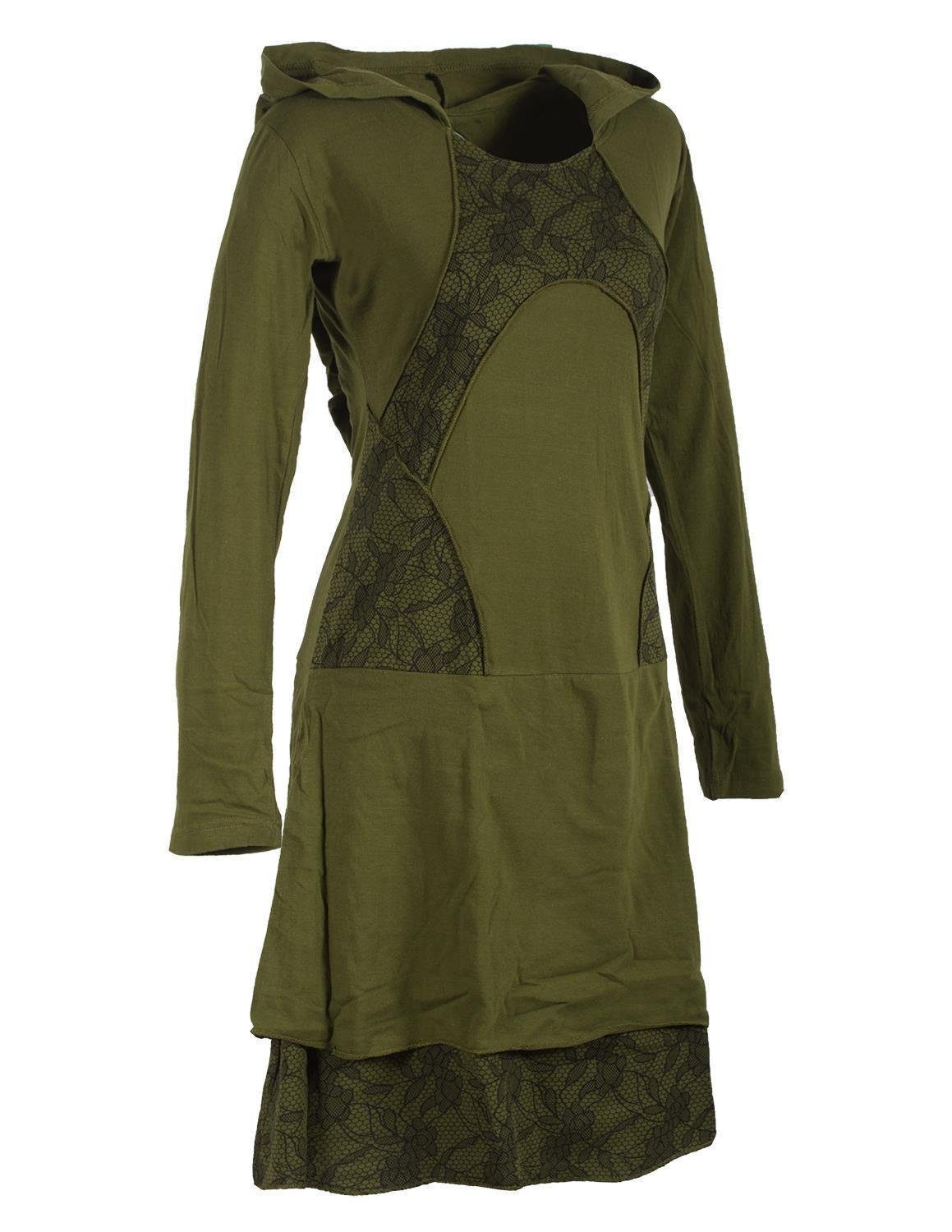 Vishes Jerseykleid Langarm Lagenlookkleid mit Zipfelkapuze Elfen, Goa, Boho, Pixie Style – Bild 4 von 4