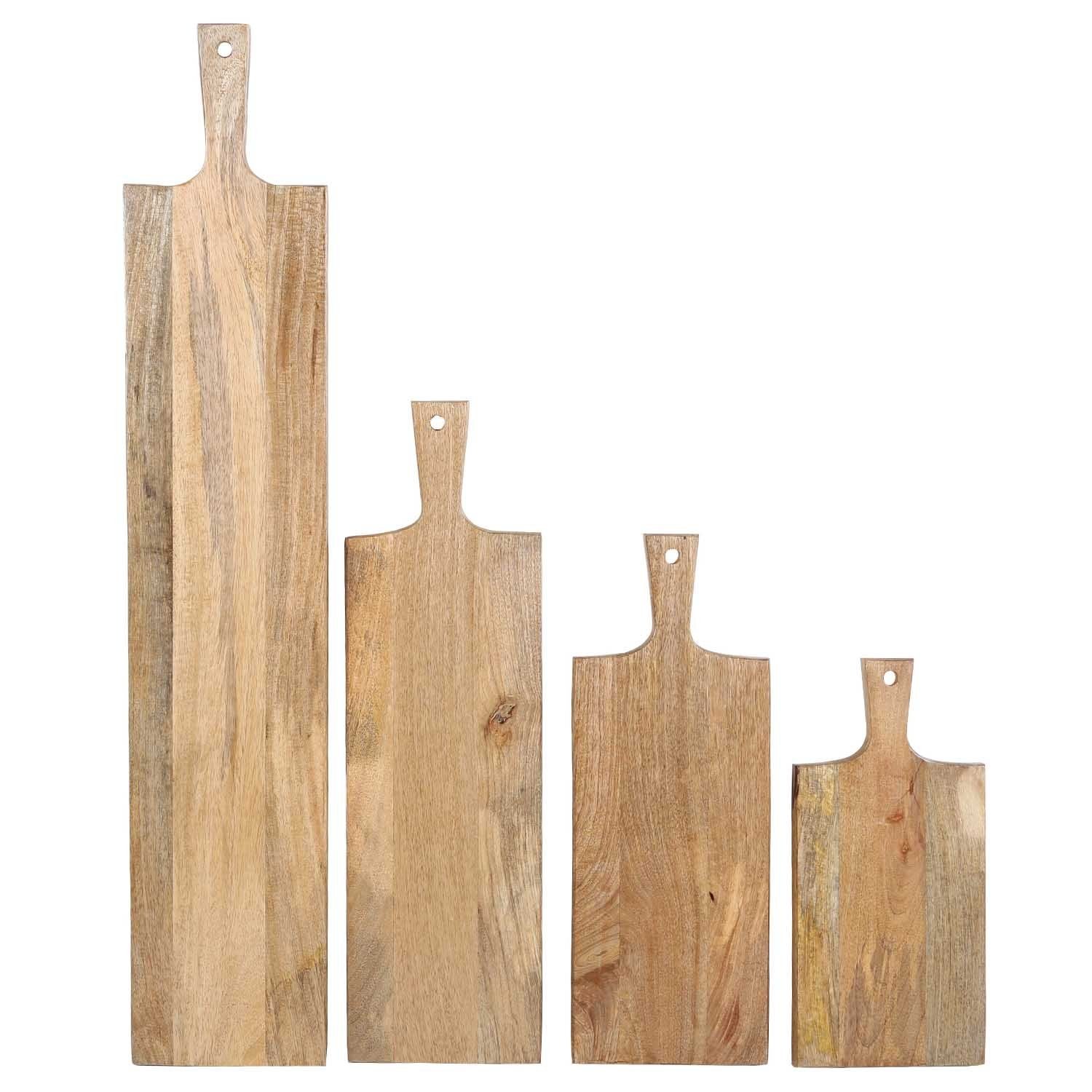 Holz (Spar-Set, lang 4-St) Mangoholz, Set Griff, mit Casa Schneidebrett Moro Servierbrett 4er Servierbrett massiv