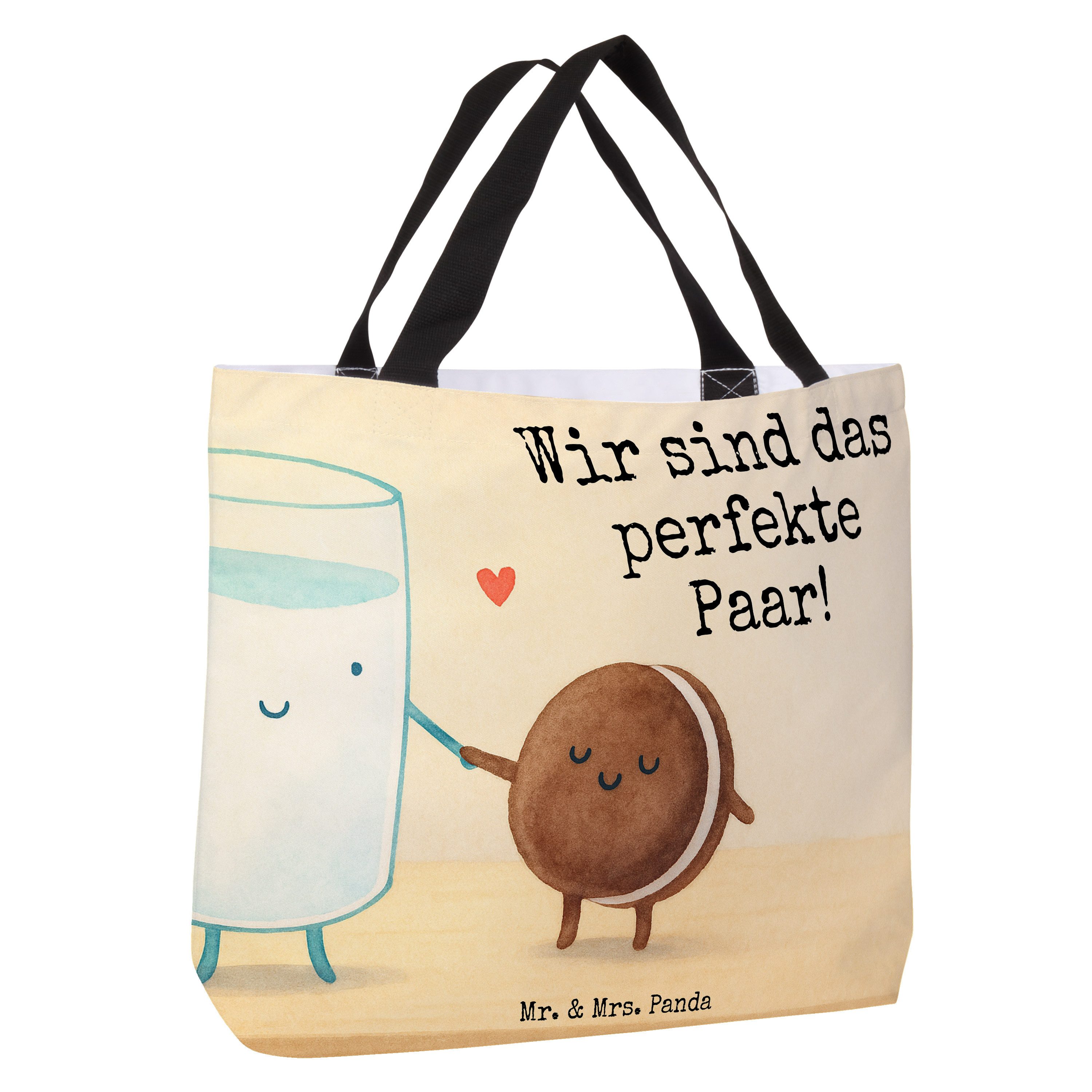 Mr. & Mrs. Panda Shopper Milch Keks Design, Schultasche, Weiß, Kekse, Cookie, Tragetasche, Tot (Packung), Kekse Geschenk Perfektes Paar