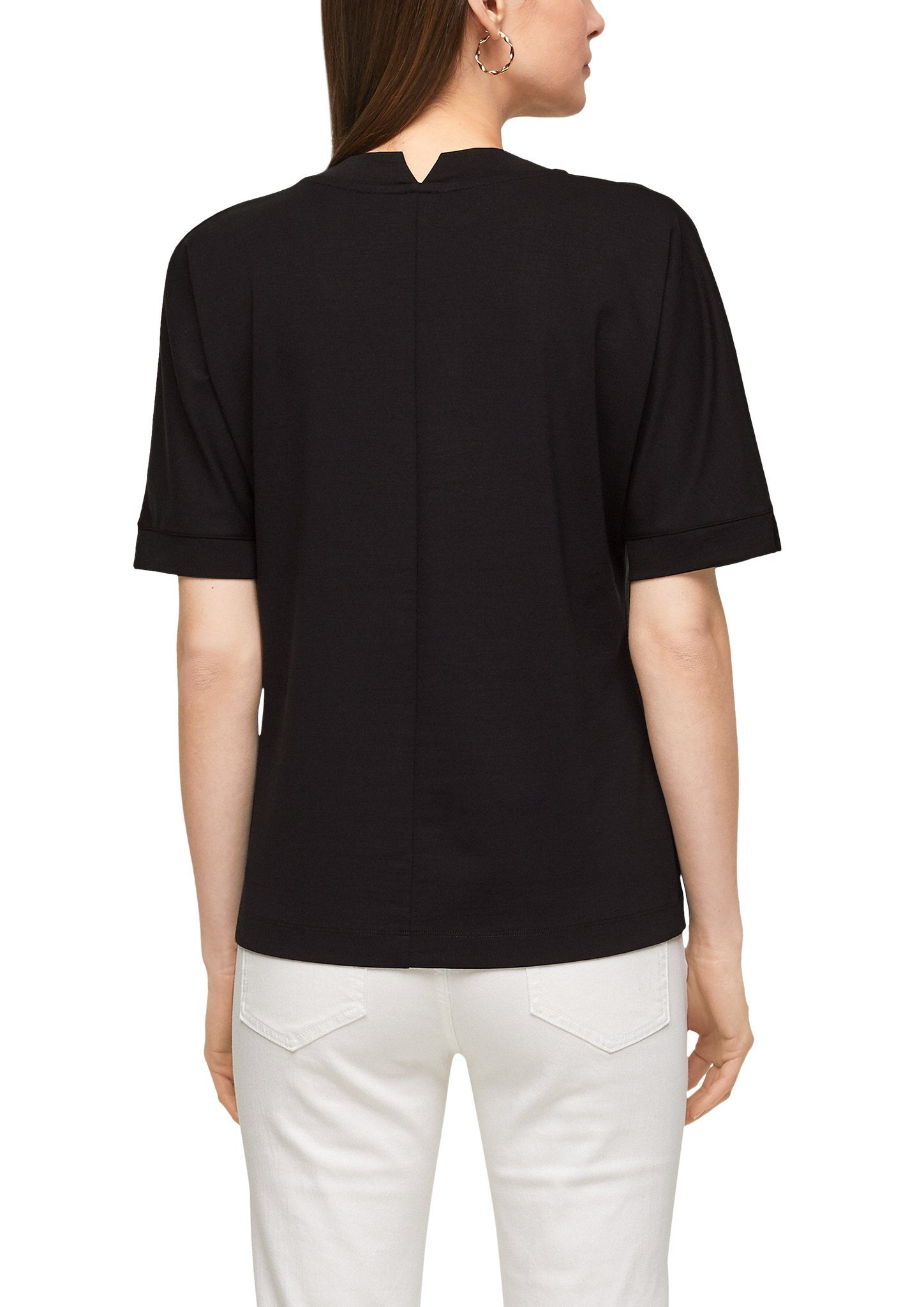 Damen Shirts s.Oliver BLACK LABEL Kurzarmshirt Lyocellmix-Shirt im cleanen Style (1-tlg)