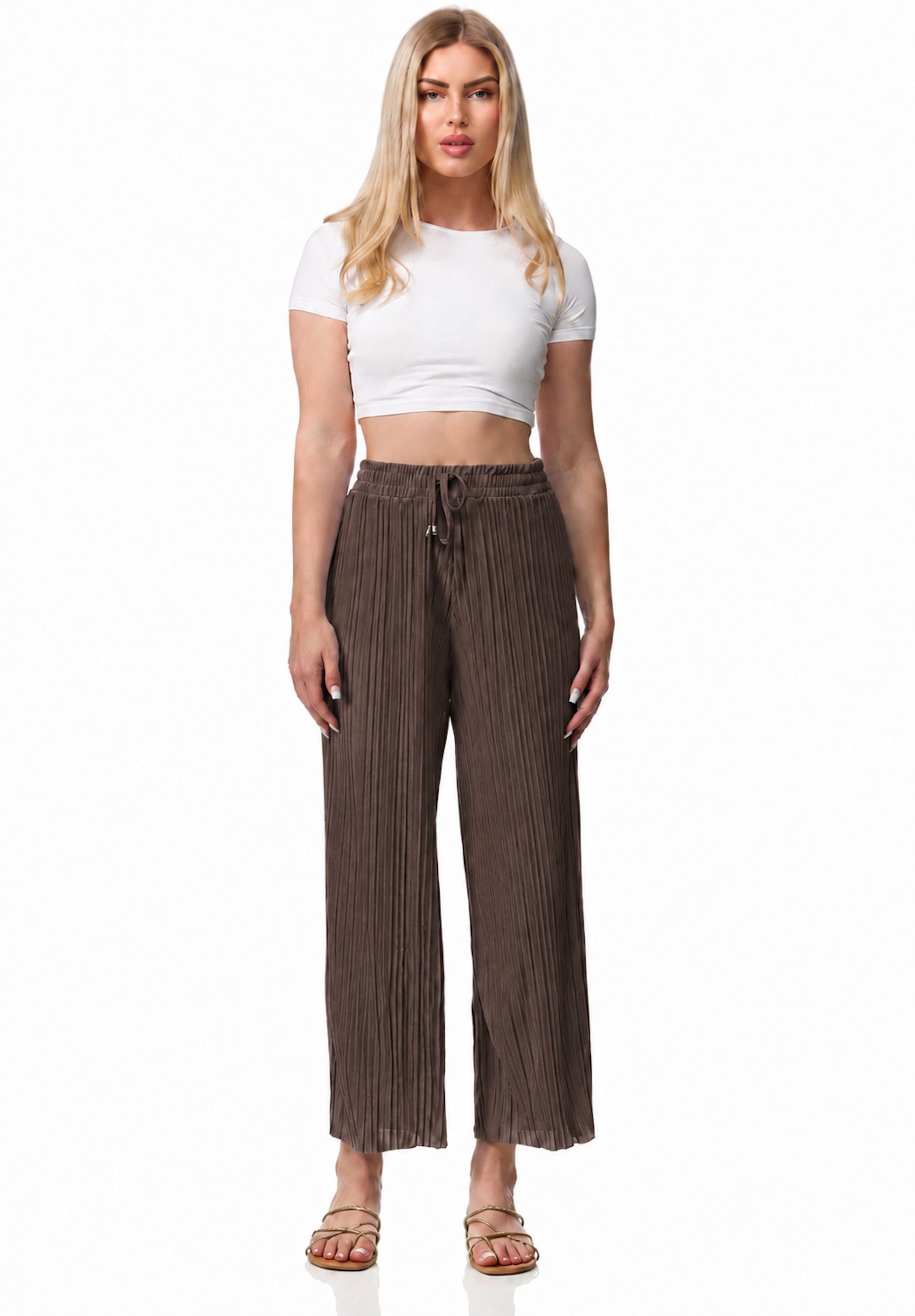Worldclassca Stoffhose Worldclassca Stoffhose Plissierte Sommer Hose weitem Bein Faltenhose Neue Kollektion - Stilvolle und gemütliche Sommer Mode für Damen – Bild 2 von 2