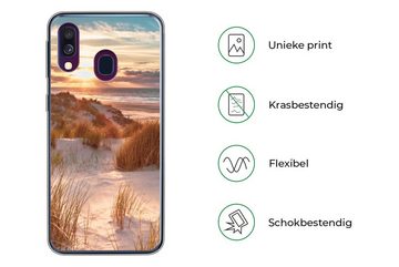MuchoWow Handyhülle Düne - Pflanzen - Sonnenuntergang - Strand - Meer, Handyhülle Samsung Galaxy A40, Smartphone-Bumper, Print, Handy